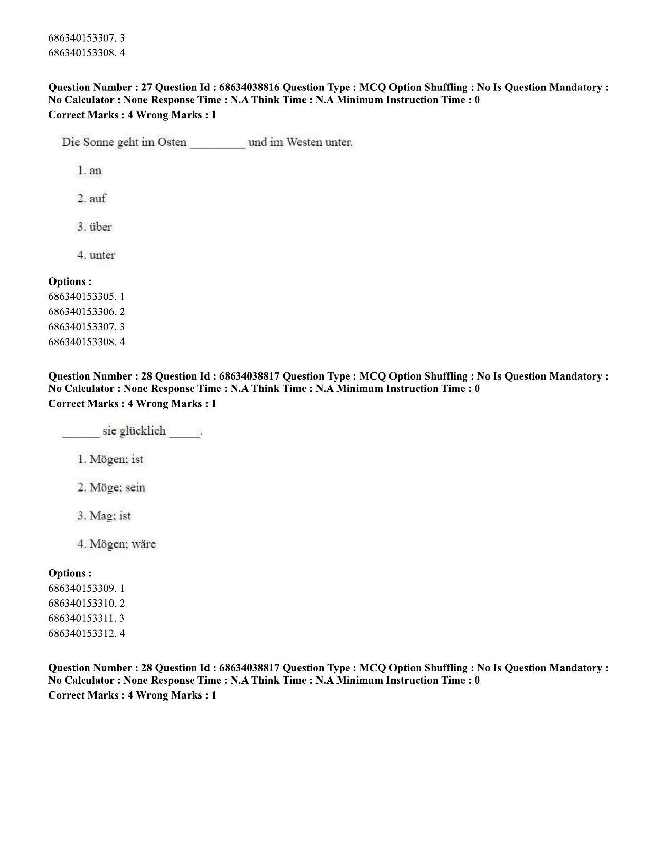 CUET PG 2023: LAQP12 – German (Eng) - Shift 2 (25-06-2023) Question Paper - Page 41