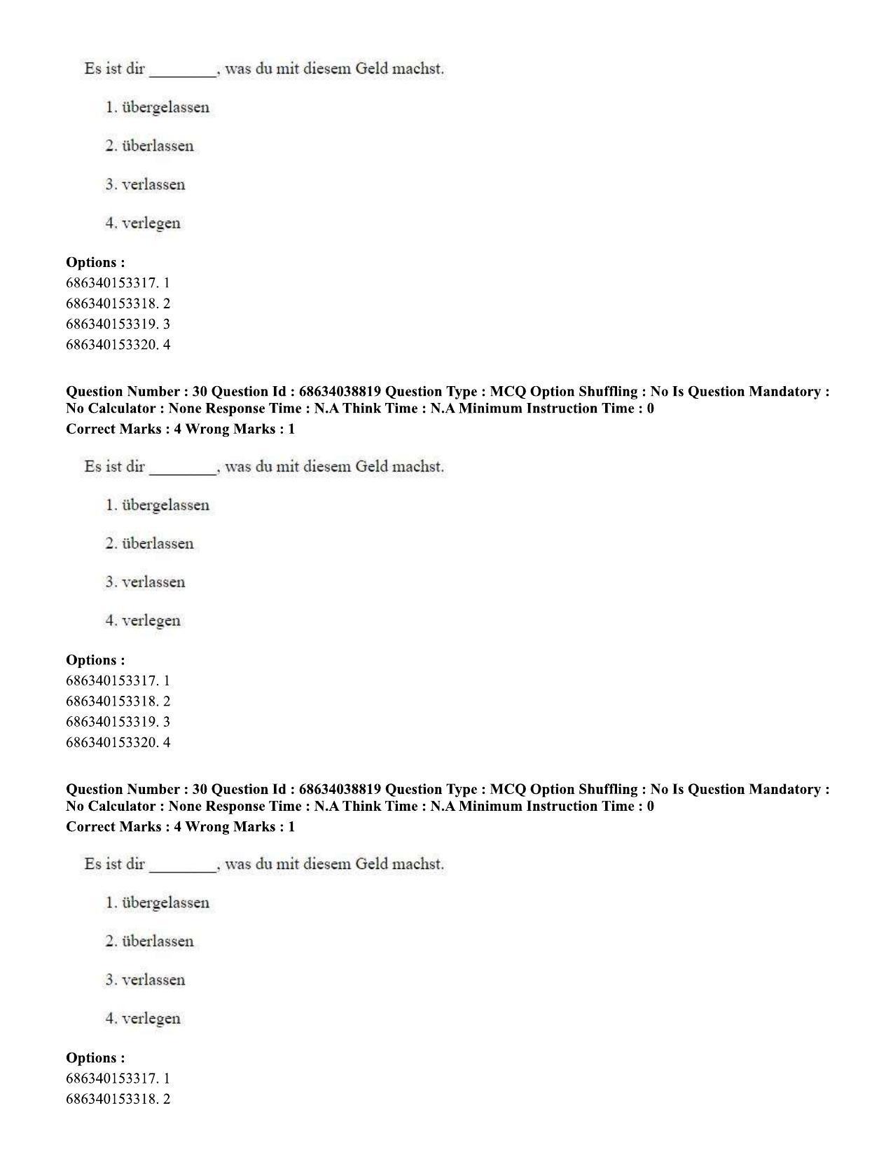 CUET PG 2023: LAQP12 – German (Eng) - Shift 2 (25-06-2023) Question Paper - Page 44