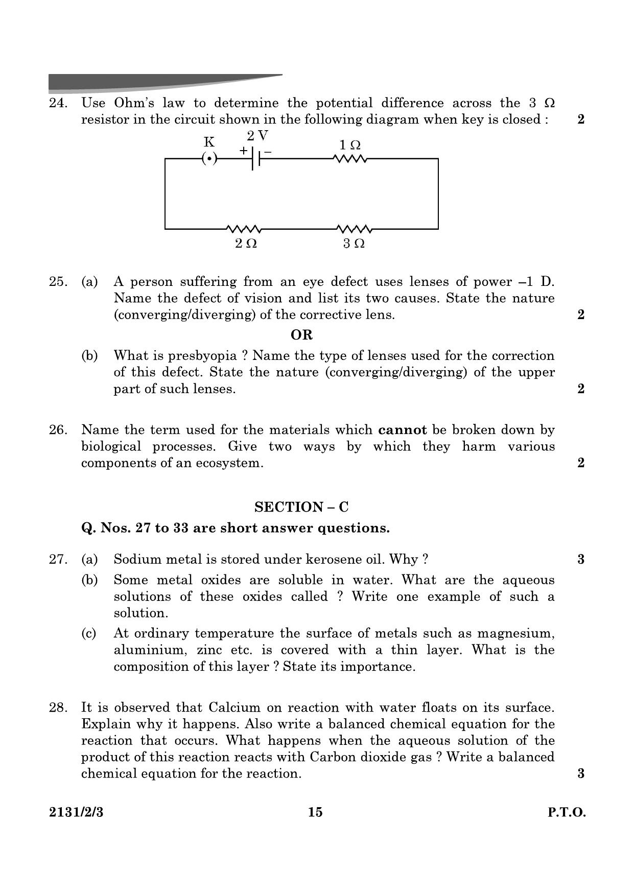 CBSE Class 10 31-2-3 Science 2024 Question Paper - Page 15
