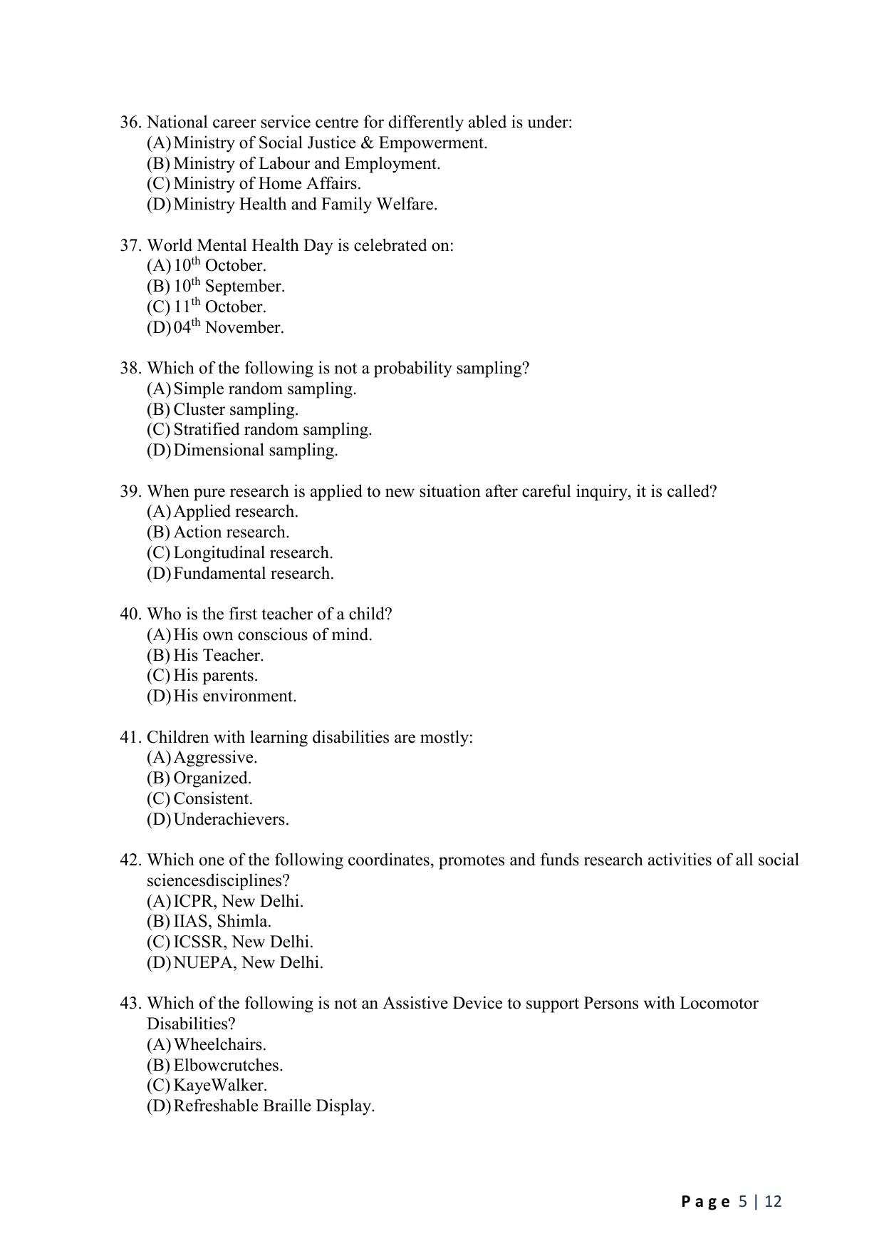 WB JEMAS (PG) PGDDRM 2024 Question Paper - Page 7
