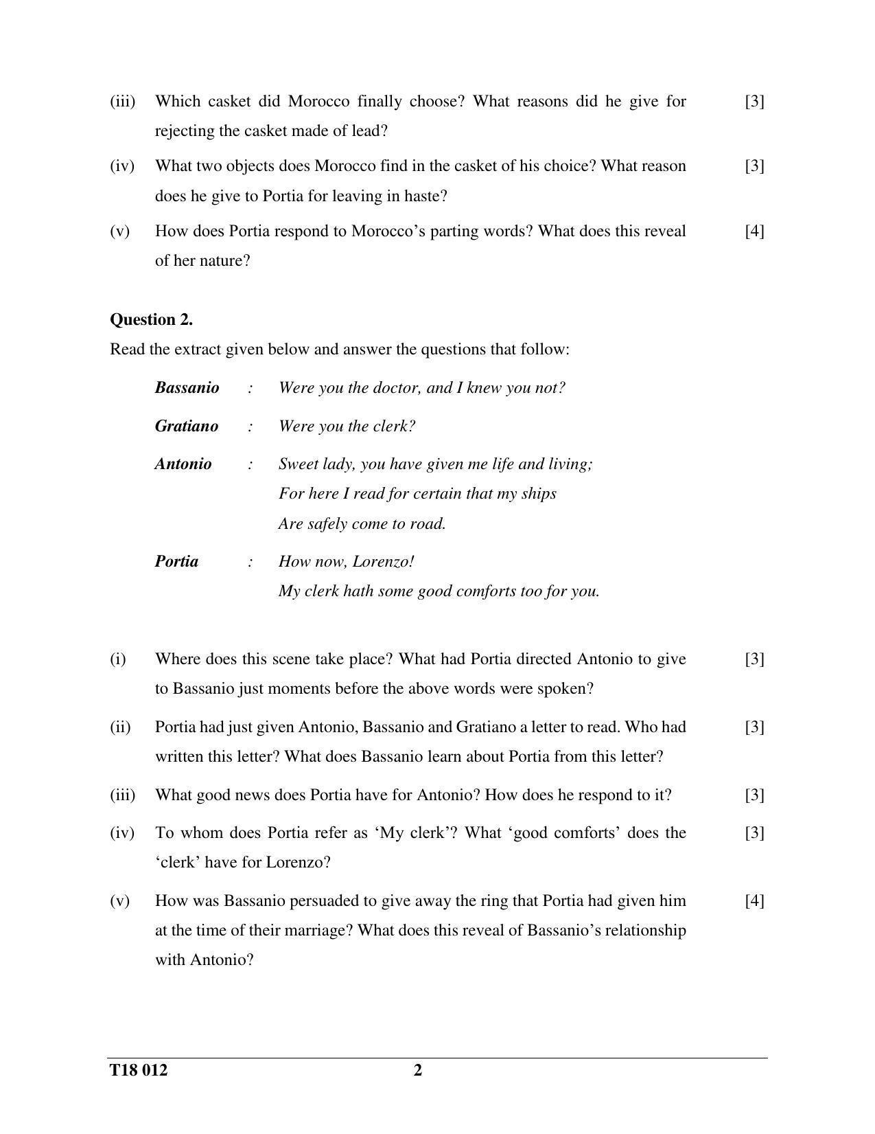 ISC Class 12 2018 English Paper II Question Paper - Page 2