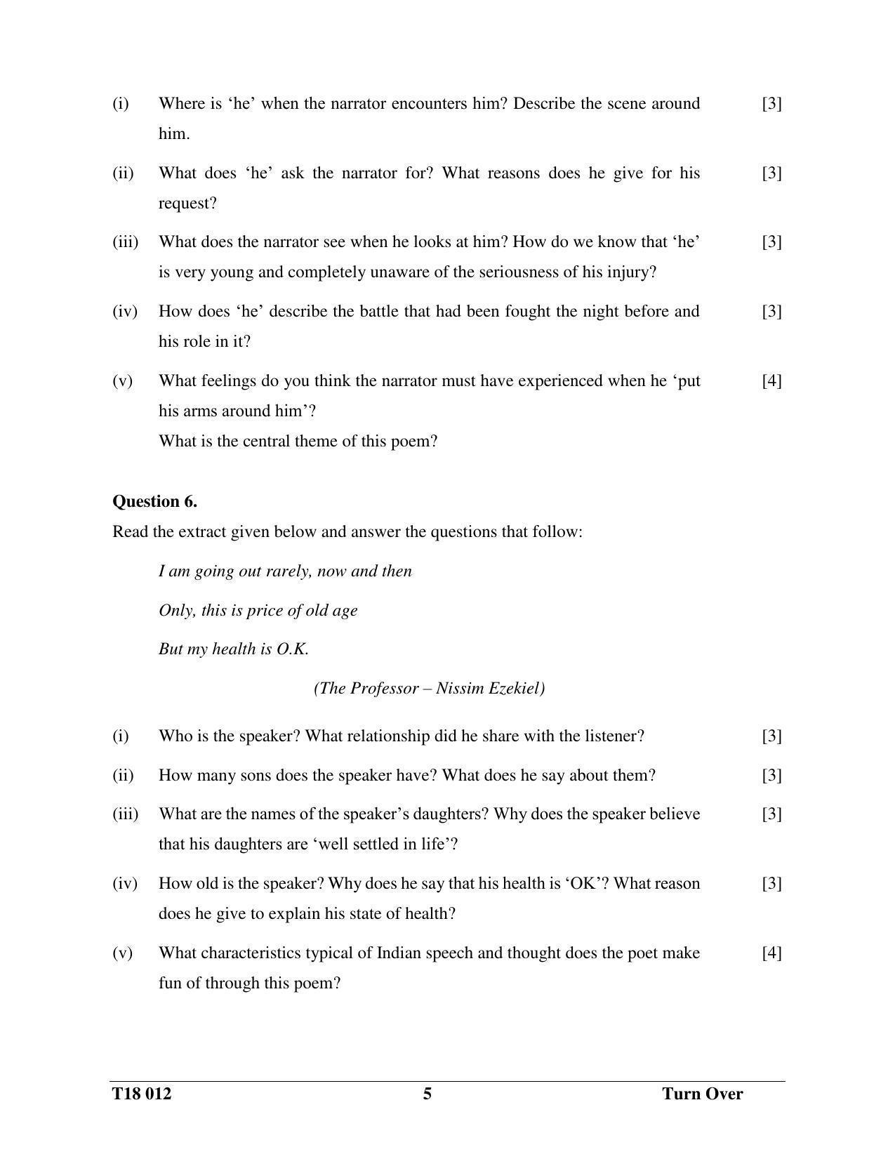 ISC Class 12 2018 English Paper II Question Paper - Page 5