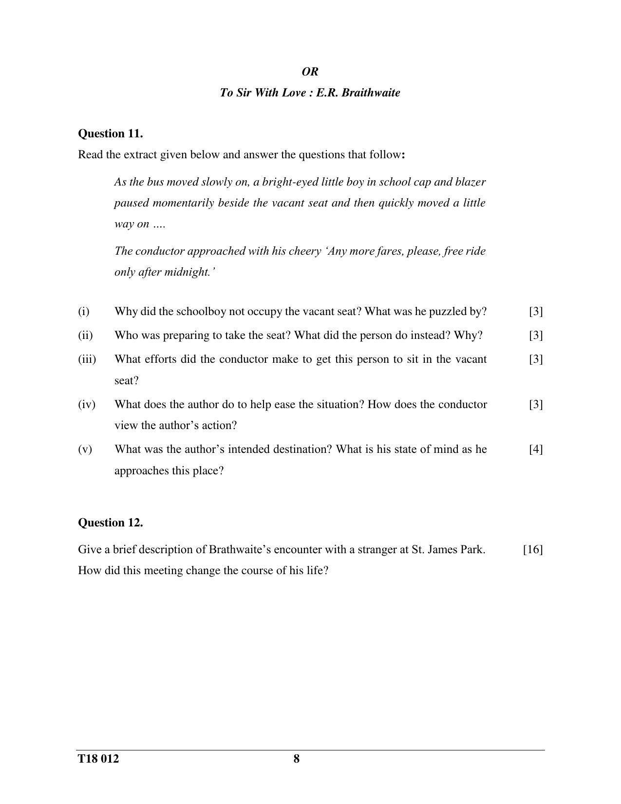 ISC Class 12 2018 English Paper II Question Paper - Page 8