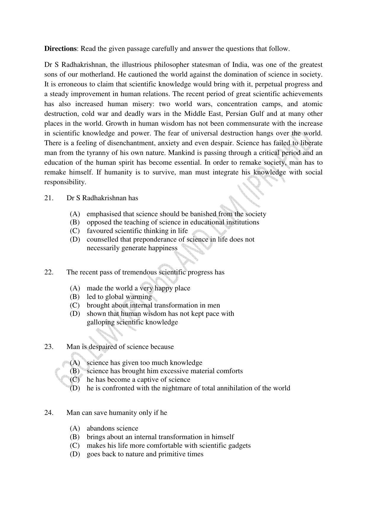 CUSAT CAT 2022 LLM (IP) PhD & LLM (IPR) PhD (FINAL) Question Paper - Page 5