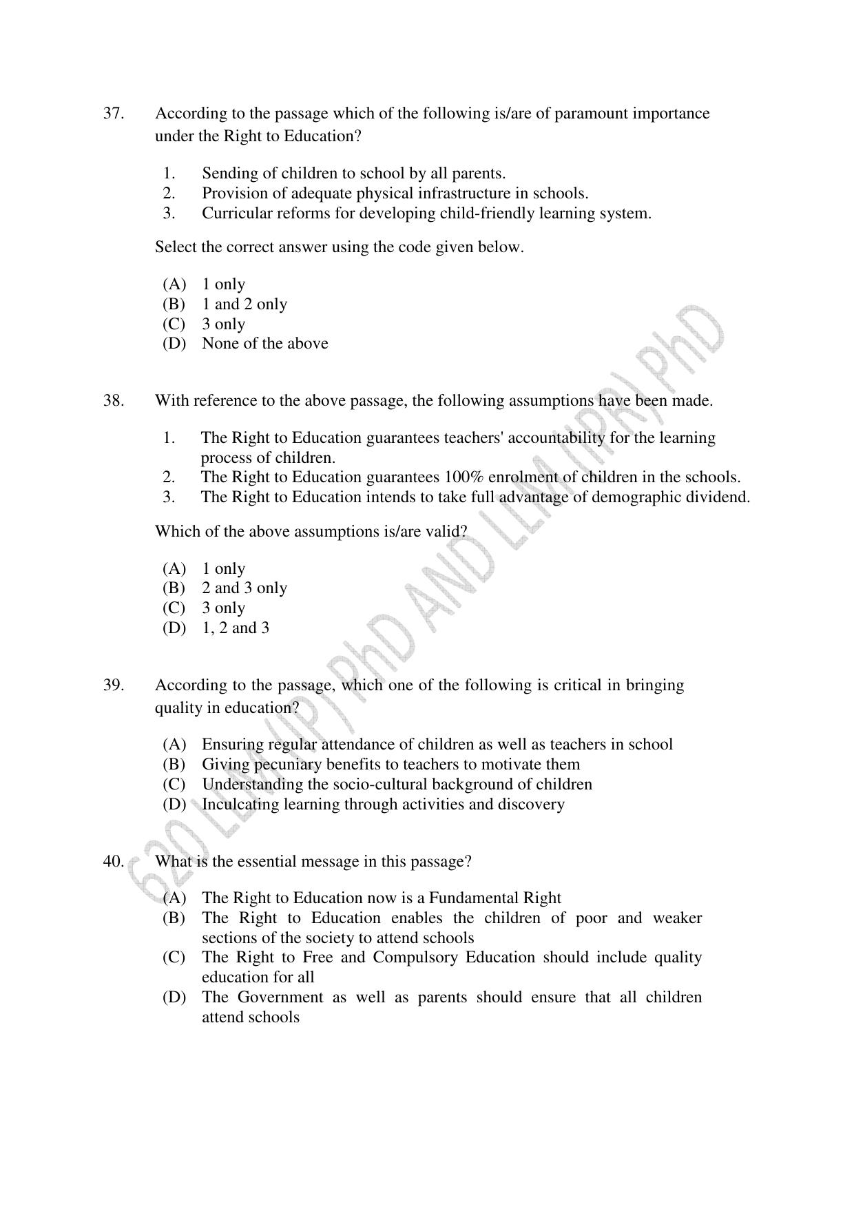 CUSAT CAT 2022 LLM (IP) PhD & LLM (IPR) PhD (FINAL) Question Paper - Page 9