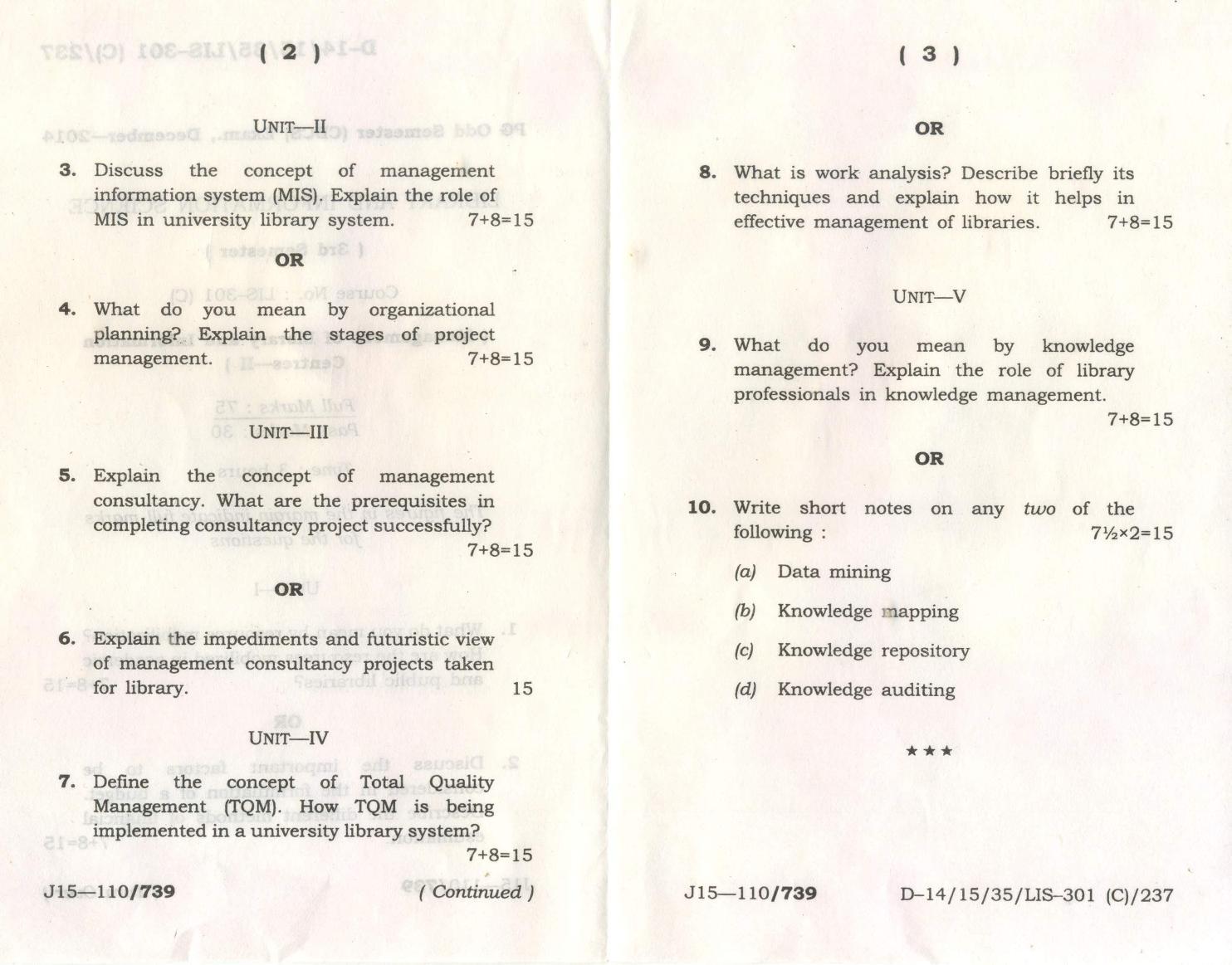 Assam University MLiSc Dec.-2016 Question Paper - Page 8