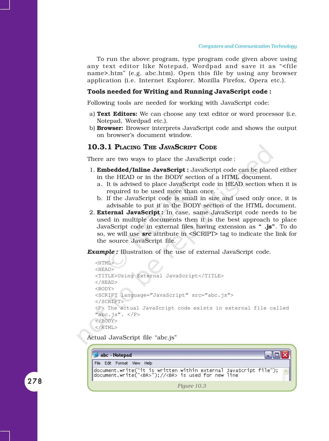 NCERT Book for Class 11 Computers Chapter 10 Client-Side Scripting Using JavaScript - Page 5