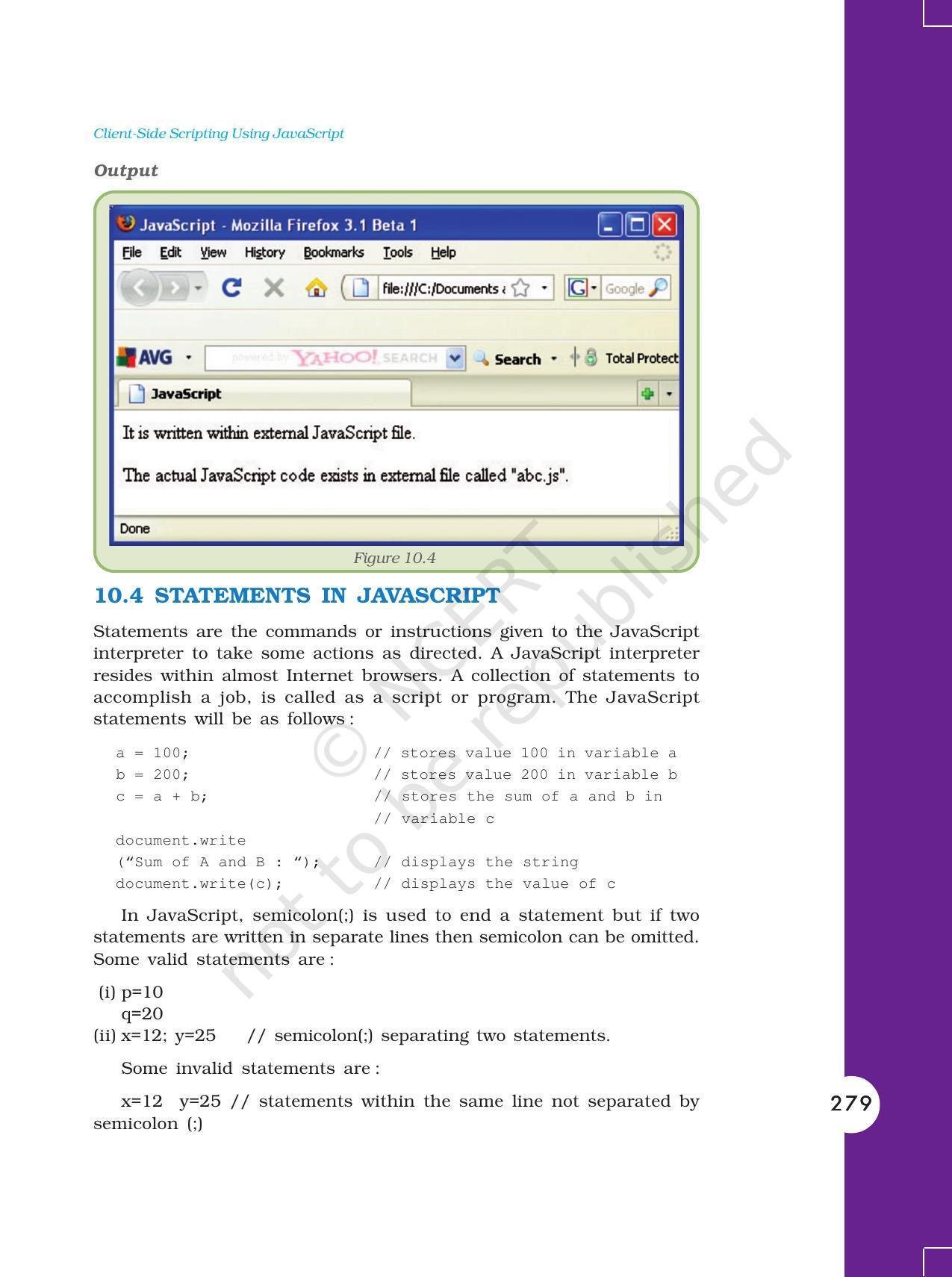 NCERT Book for Class 11 Computers Chapter 10 Client-Side Scripting Using JavaScript - Page 6