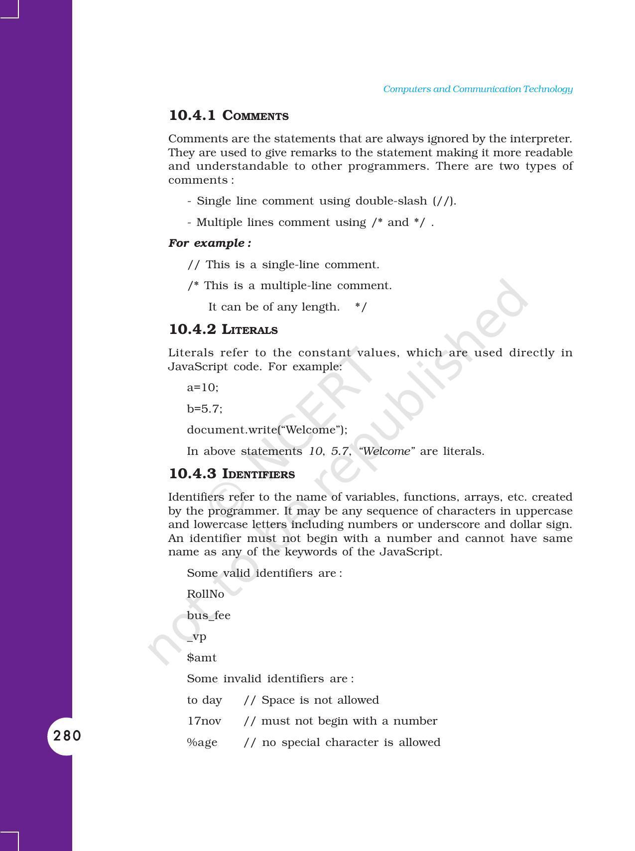 NCERT Book for Class 11 Computers Chapter 10 Client-Side Scripting Using JavaScript - Page 7
