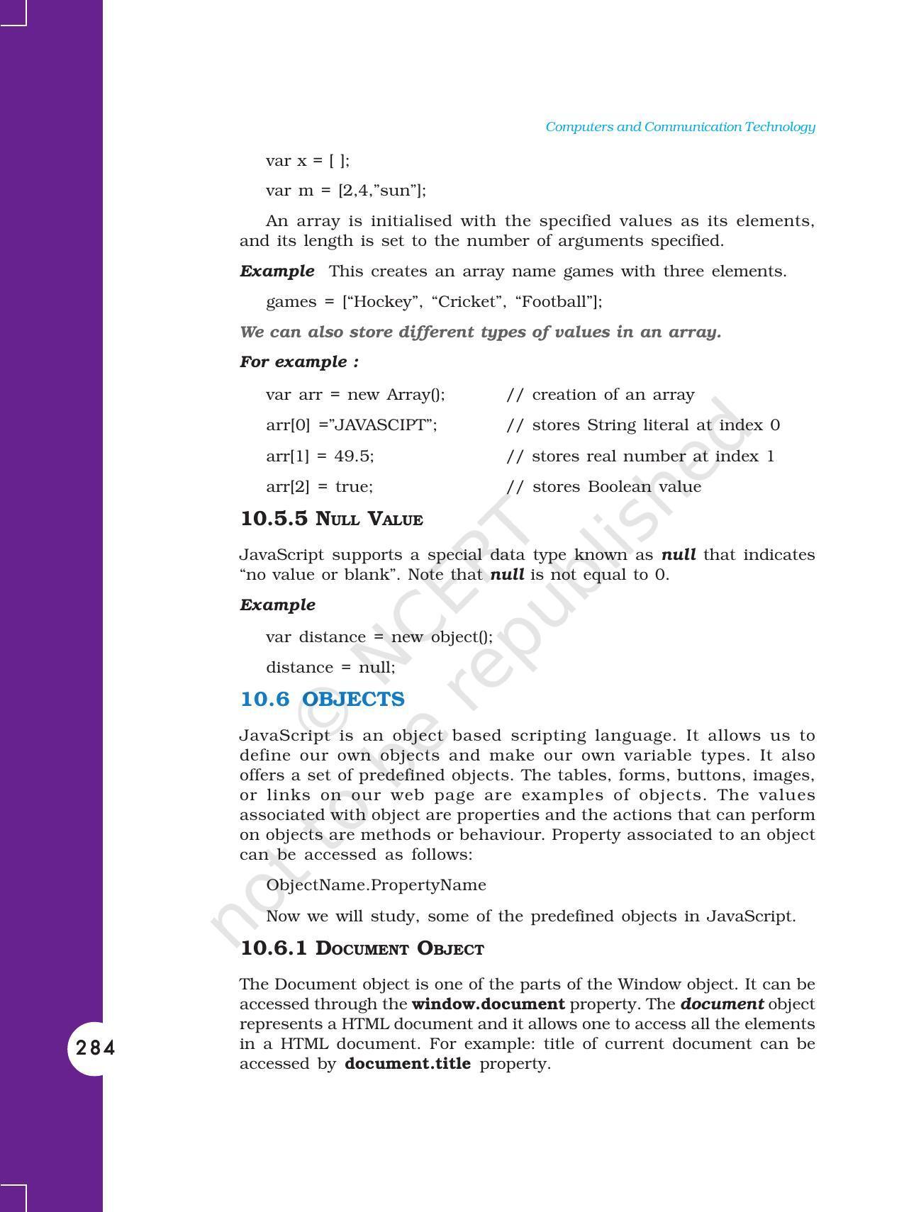 NCERT Book for Class 11 Computers Chapter 10 Client-Side Scripting Using JavaScript - Page 11