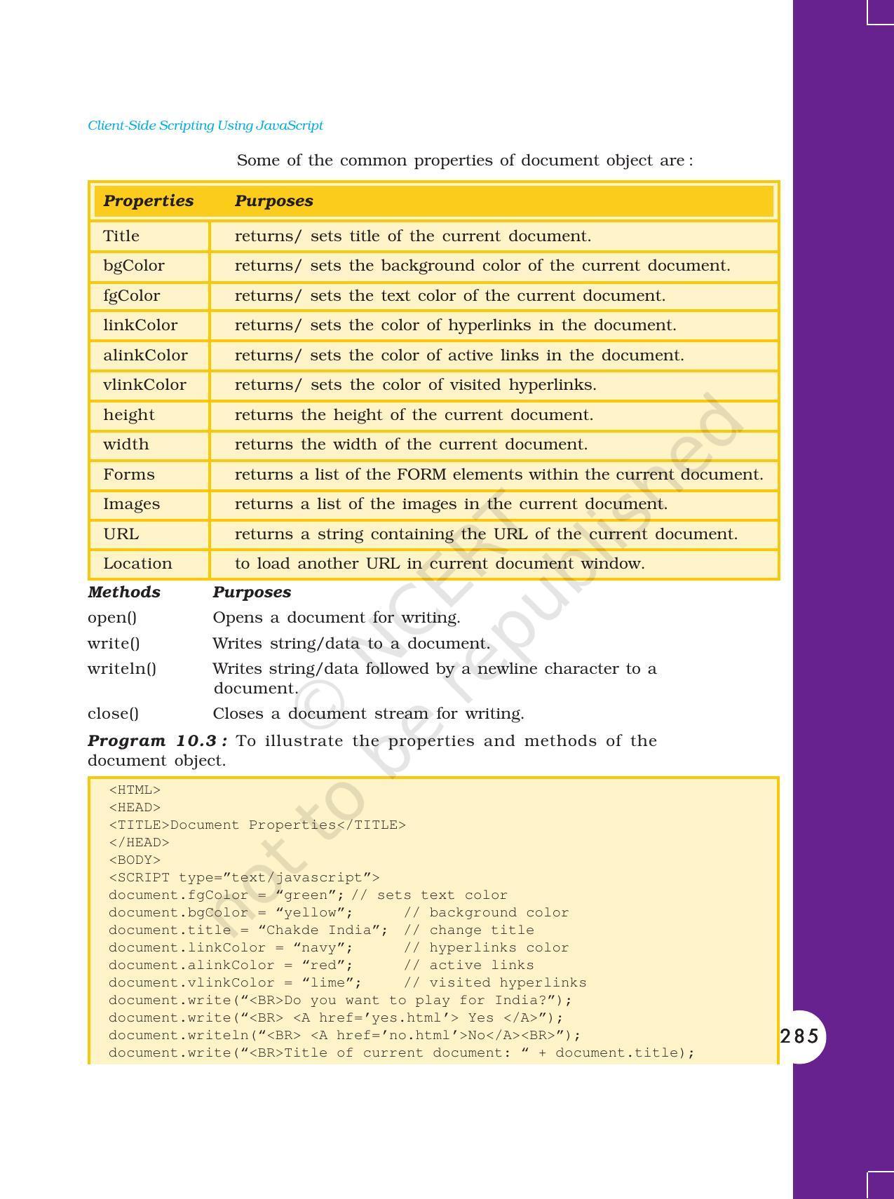 NCERT Book for Class 11 Computers Chapter 10 Client-Side Scripting Using JavaScript - Page 12