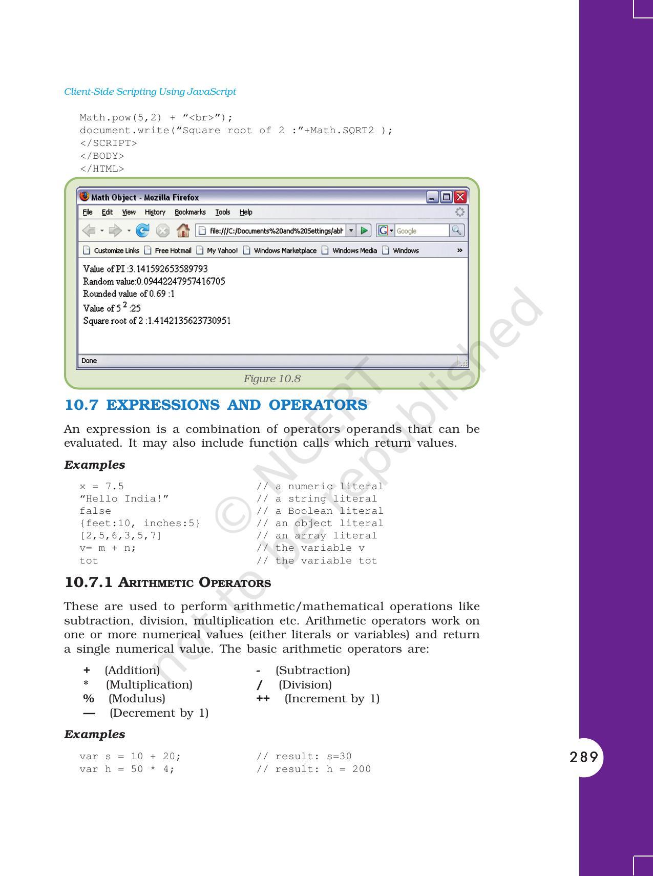 NCERT Book for Class 11 Computers Chapter 10 Client-Side Scripting Using JavaScript - Page 16