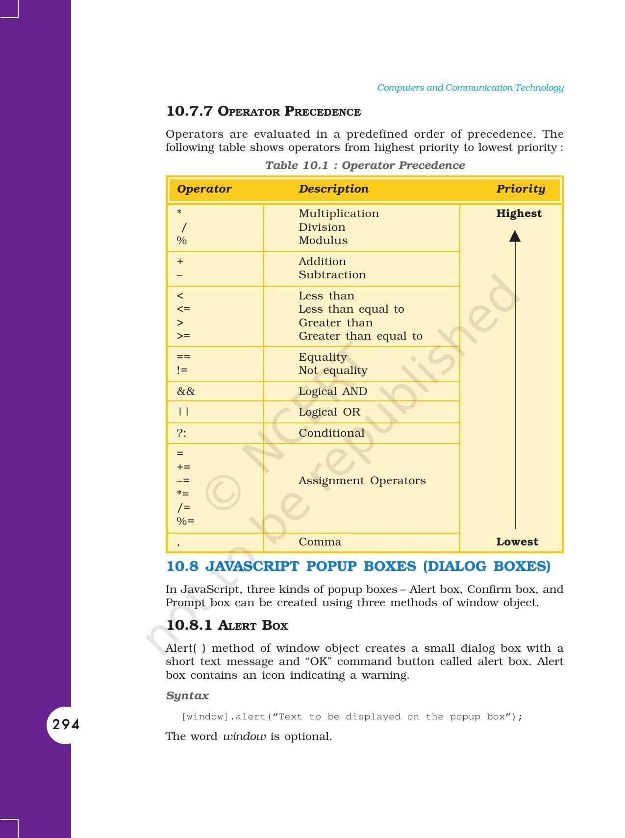NCERT Book for Class 11 Computers Chapter 10 Client-Side Scripting Using JavaScript - Page 21