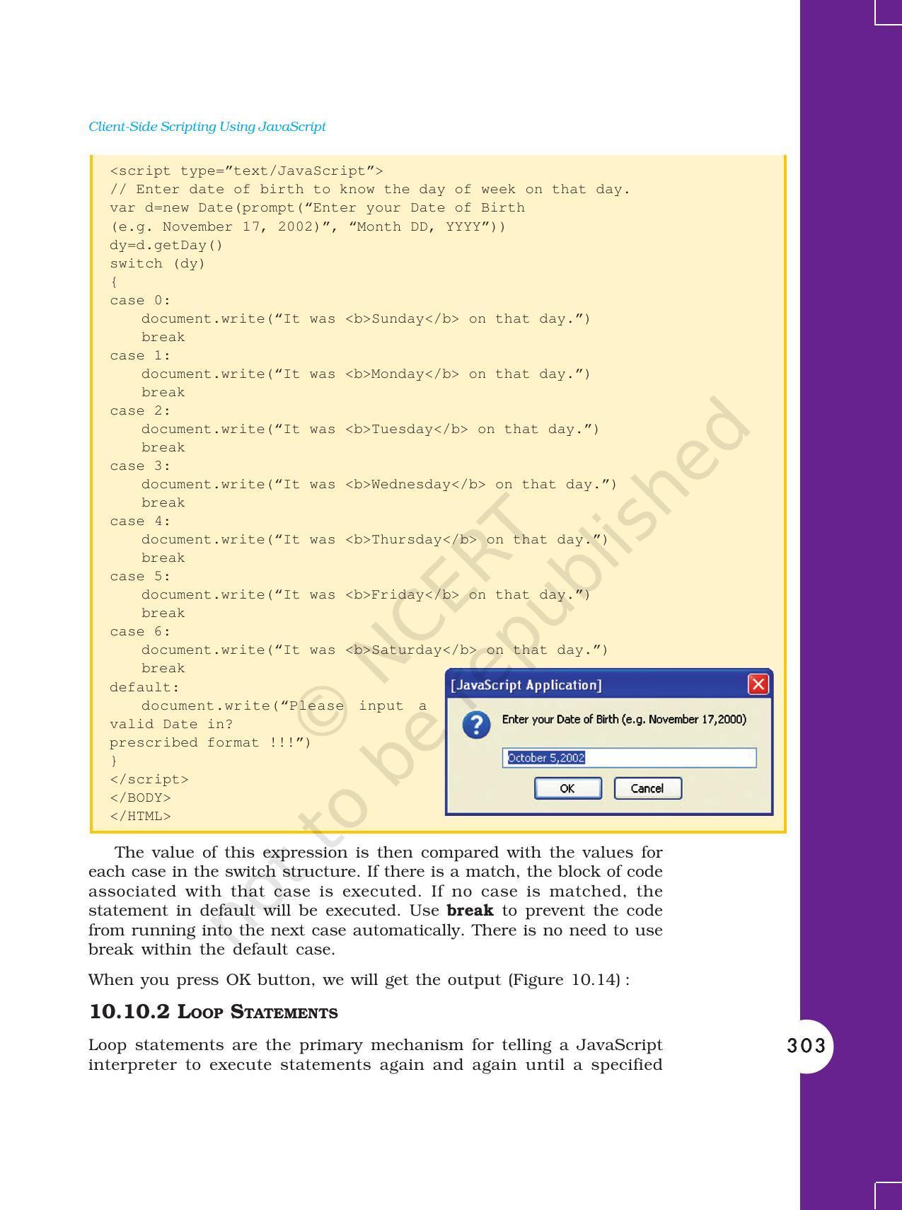 NCERT Book for Class 11 Computers Chapter 10 Client-Side Scripting Using JavaScript - Page 30