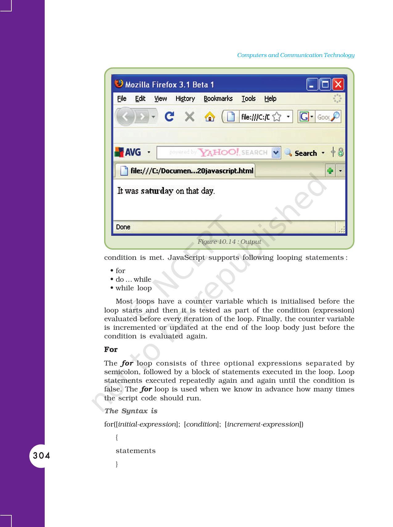 NCERT Book for Class 11 Computers Chapter 10 Client-Side Scripting Using JavaScript - Page 31