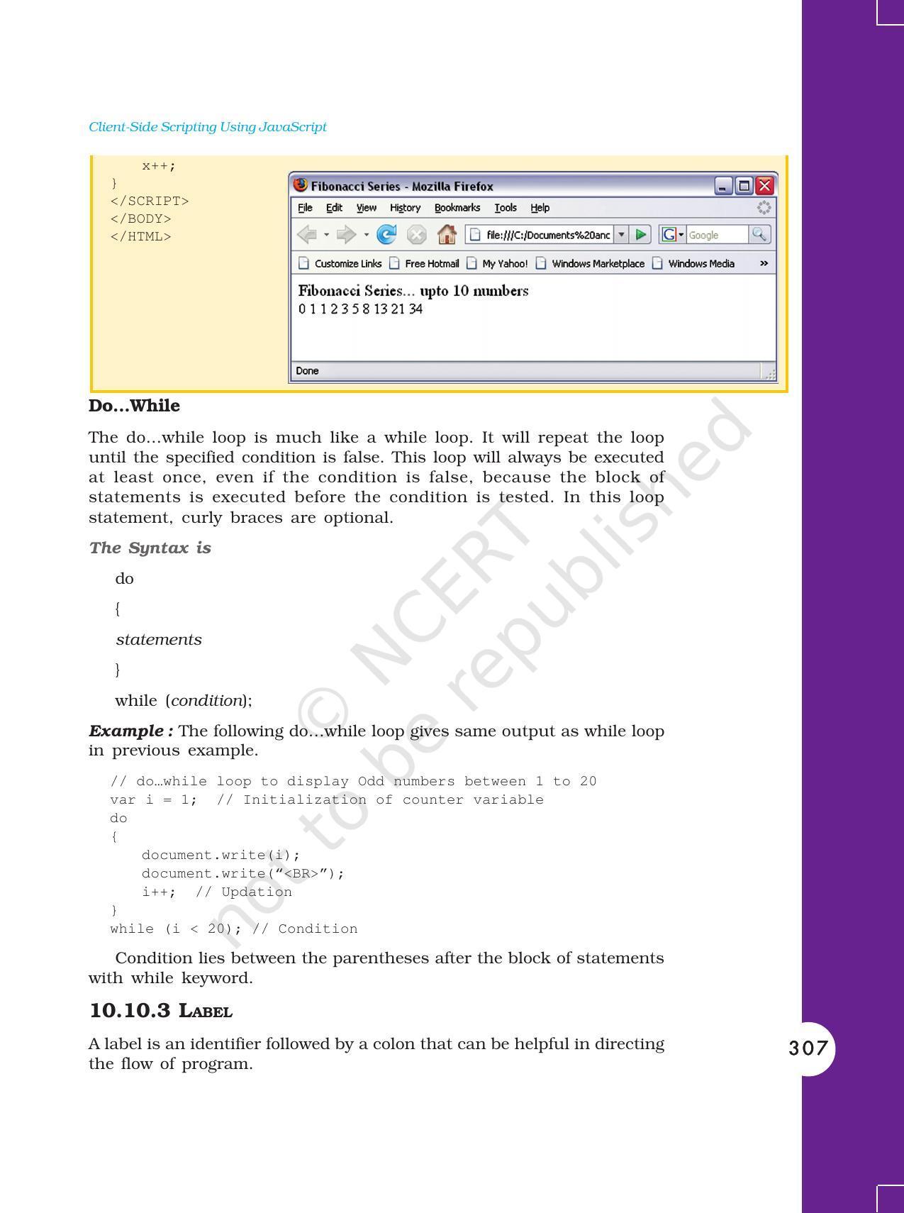 NCERT Book for Class 11 Computers Chapter 10 Client-Side Scripting Using JavaScript - Page 34