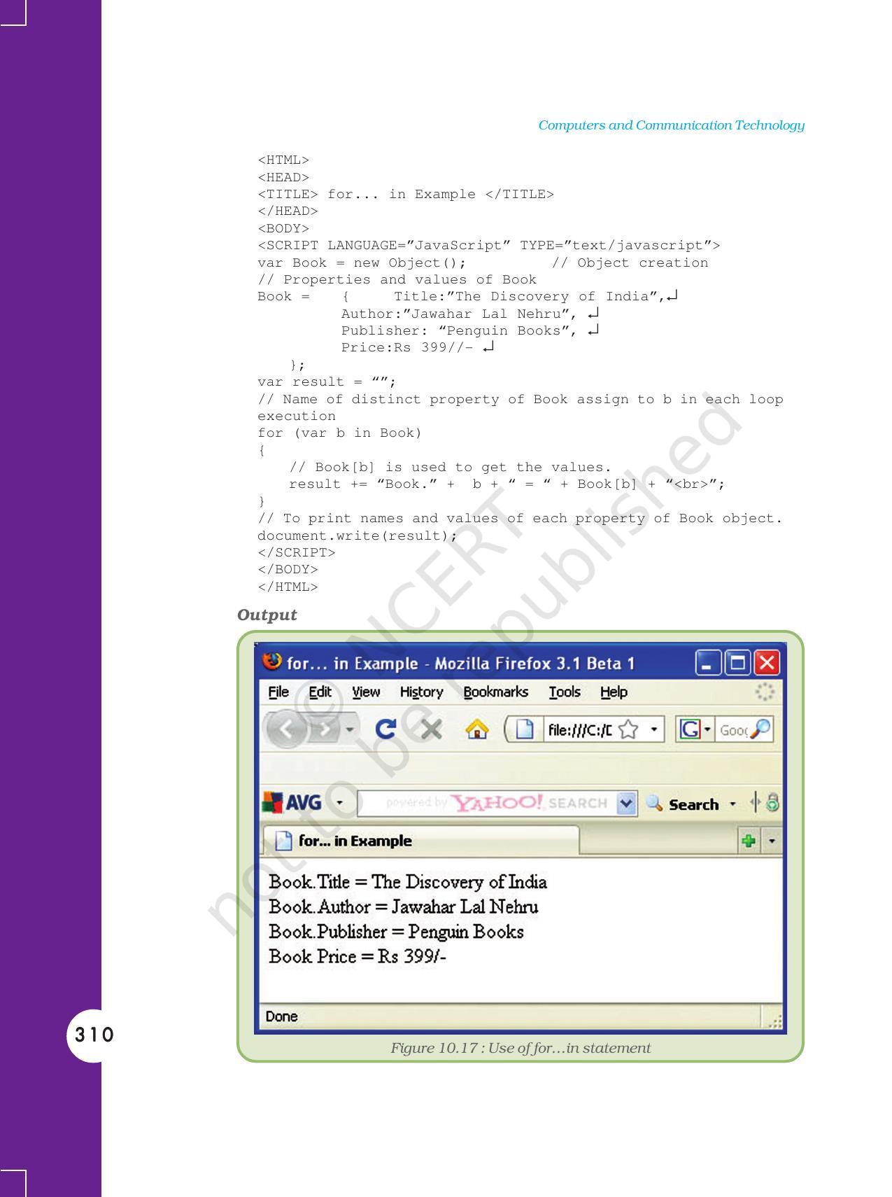 NCERT Book for Class 11 Computers Chapter 10 Client-Side Scripting Using JavaScript - Page 37