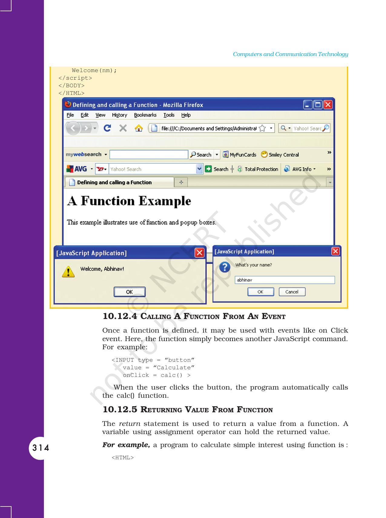 NCERT Book for Class 11 Computers Chapter 10 Client-Side Scripting Using JavaScript - Page 41