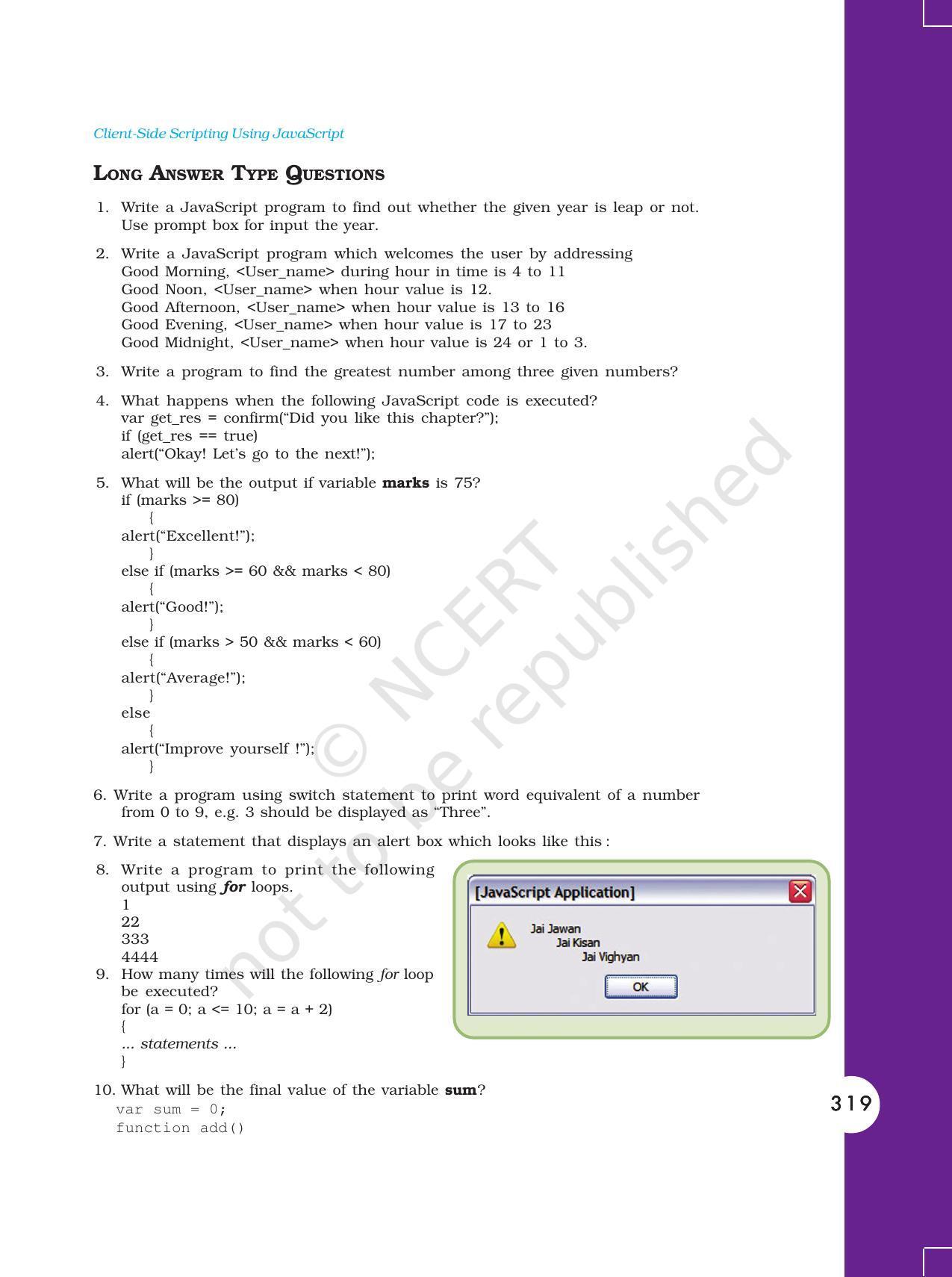 NCERT Book for Class 11 Computers Chapter 10 Client-Side Scripting Using JavaScript - Page 46