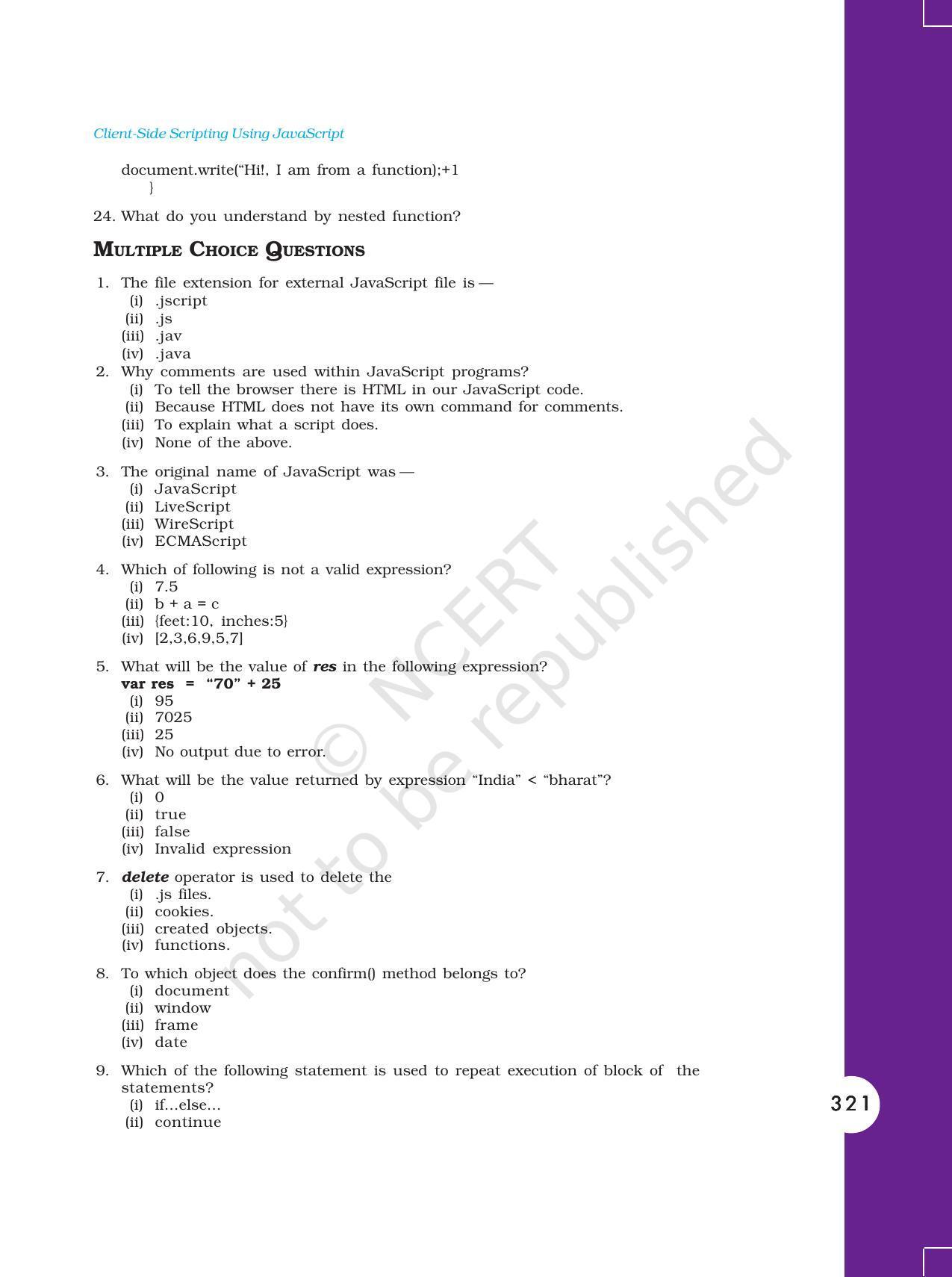 NCERT Book for Class 11 Computers Chapter 10 Client-Side Scripting Using JavaScript - Page 48