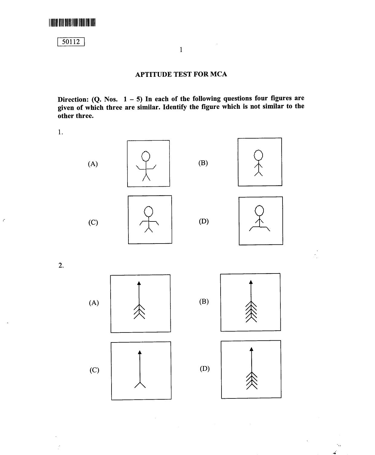 CUSAT CAT 2012 MCA Question Paper - Page 2