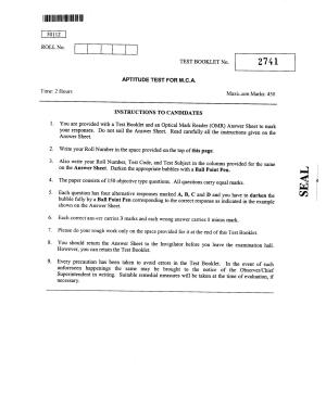 CUSAT CAT 2012 MCA Question Paper
