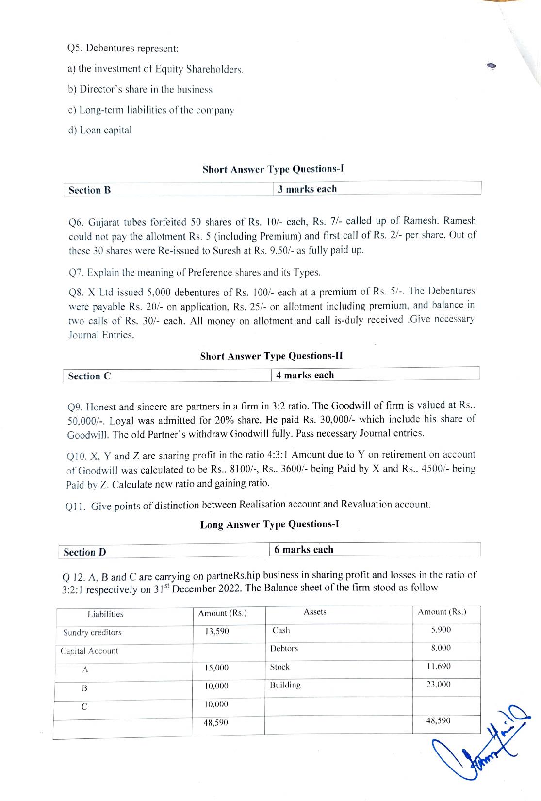 JKBOSE Class 12 Accountancy Model Question Paper - Page 2