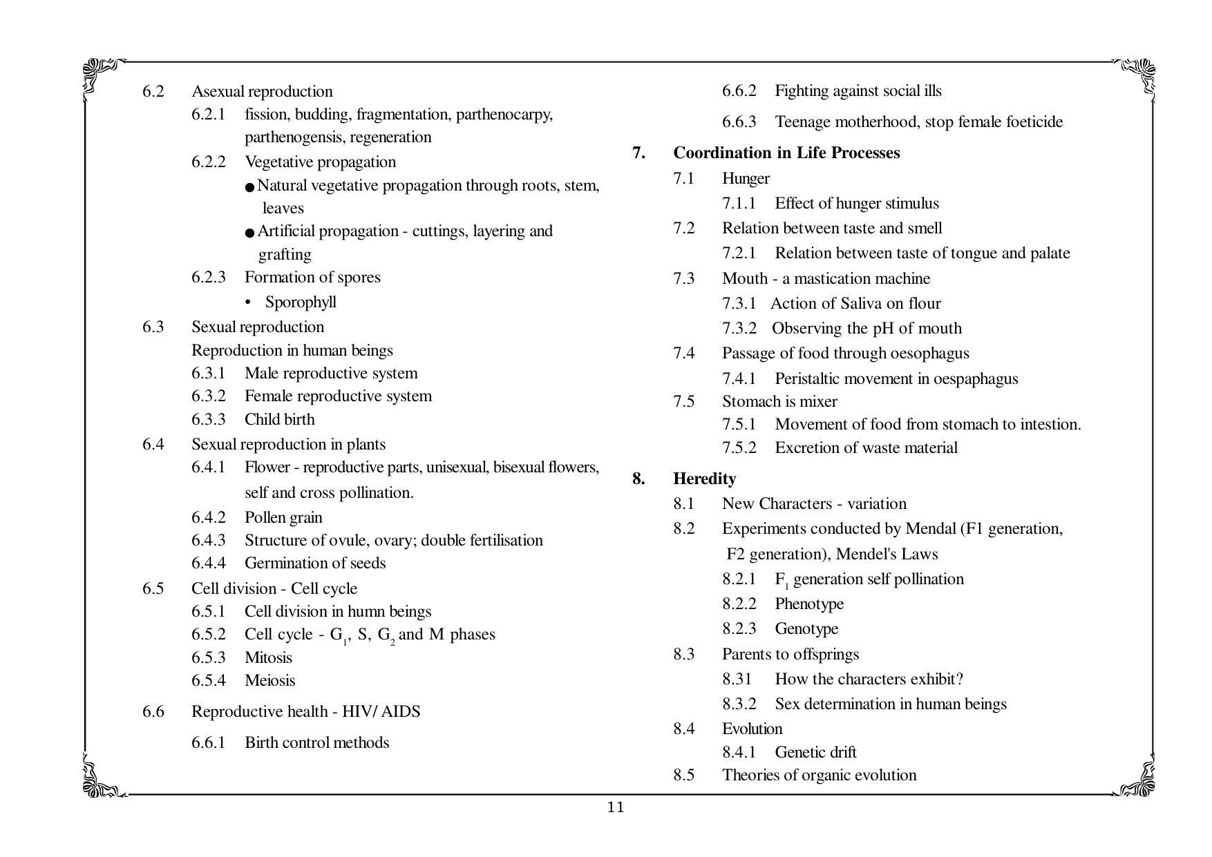 Telangana Baord Biology Syllabus (Classes VIII to X) - Page 11
