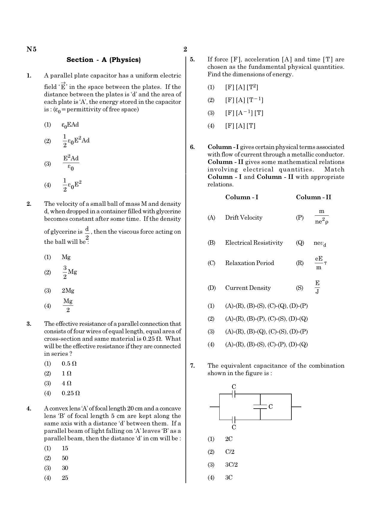 NEET N5 2021 Question Paper - Page 2