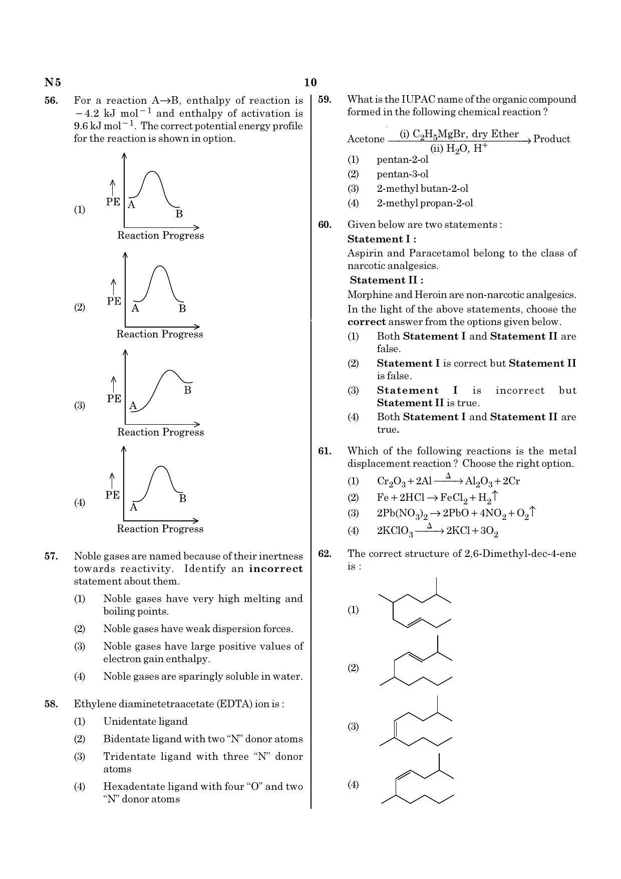 NEET N5 2021 Question Paper - Page 10