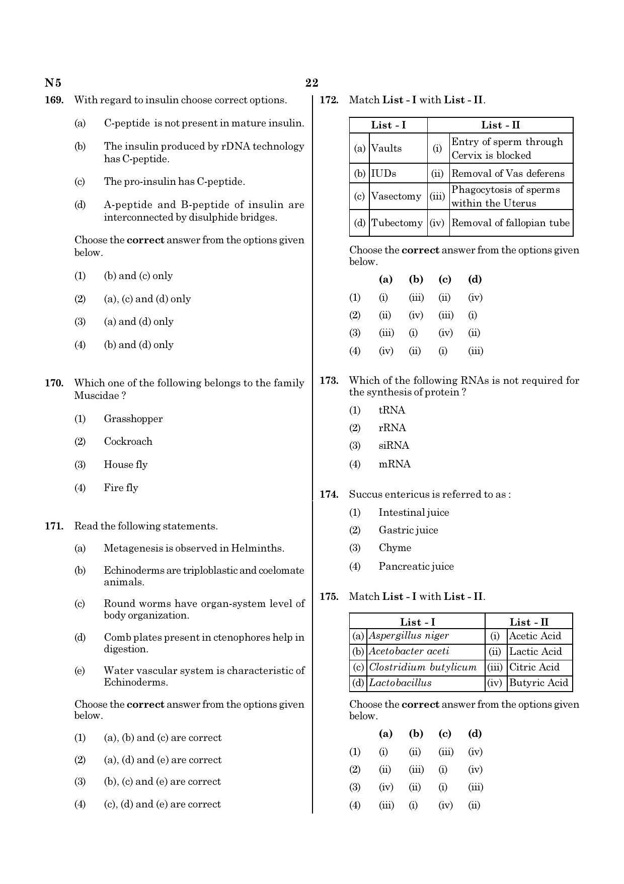 NEET N5 2021 Question Paper - Page 22