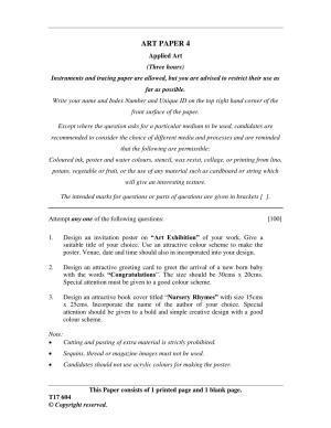 ICSE Class 10 ART PAPER 4 2017 Question Paper