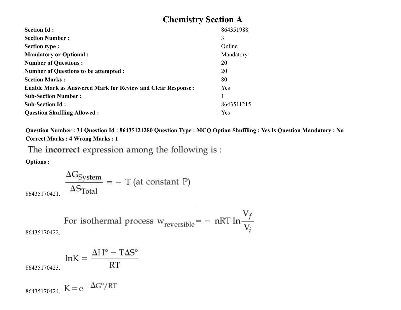 JEE Mains 2021: BTech (Shift 2) 31-08-2021 Question Paper - Page 26