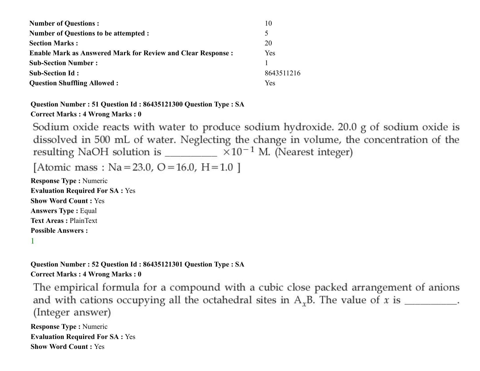 JEE Mains 2021: BTech (Shift 2) 31-08-2021 Question Paper - Page 44