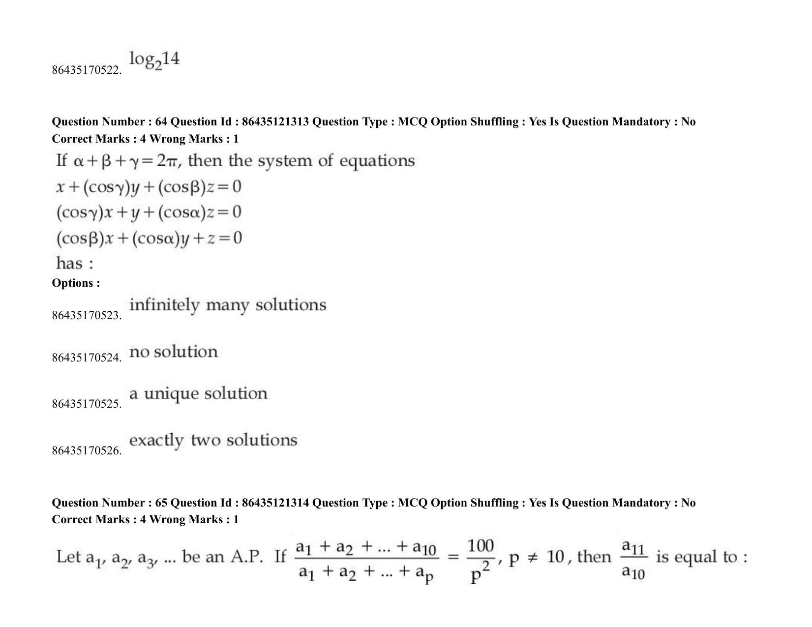 JEE Mains 2021: BTech (Shift 2) 31-08-2021 Question Paper - Page 51