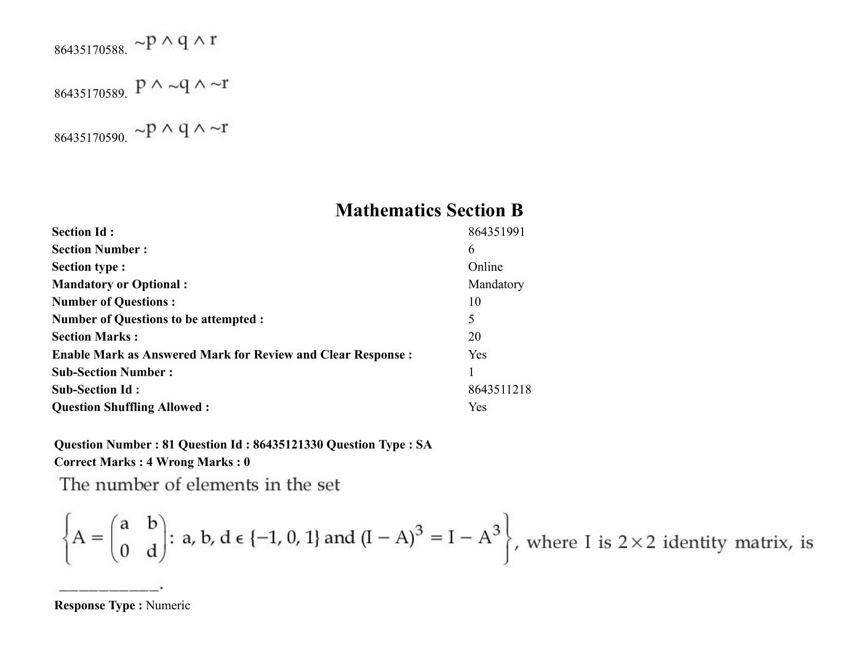 JEE Mains 2021: BTech (Shift 2) 31-08-2021 Question Paper - Page 63