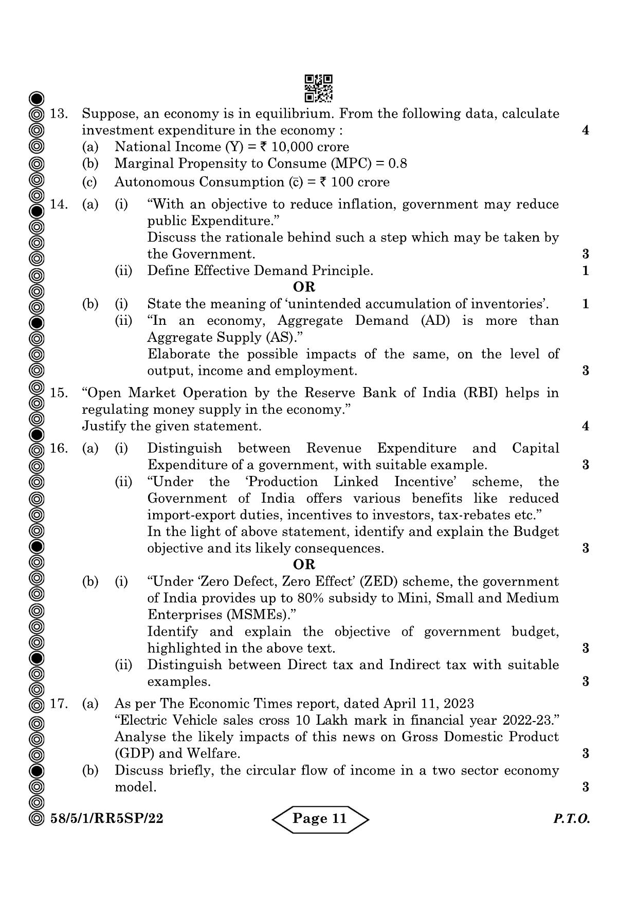 CBSE Class 12 58-5-1 Economics 2024 Question Paper - Page 11