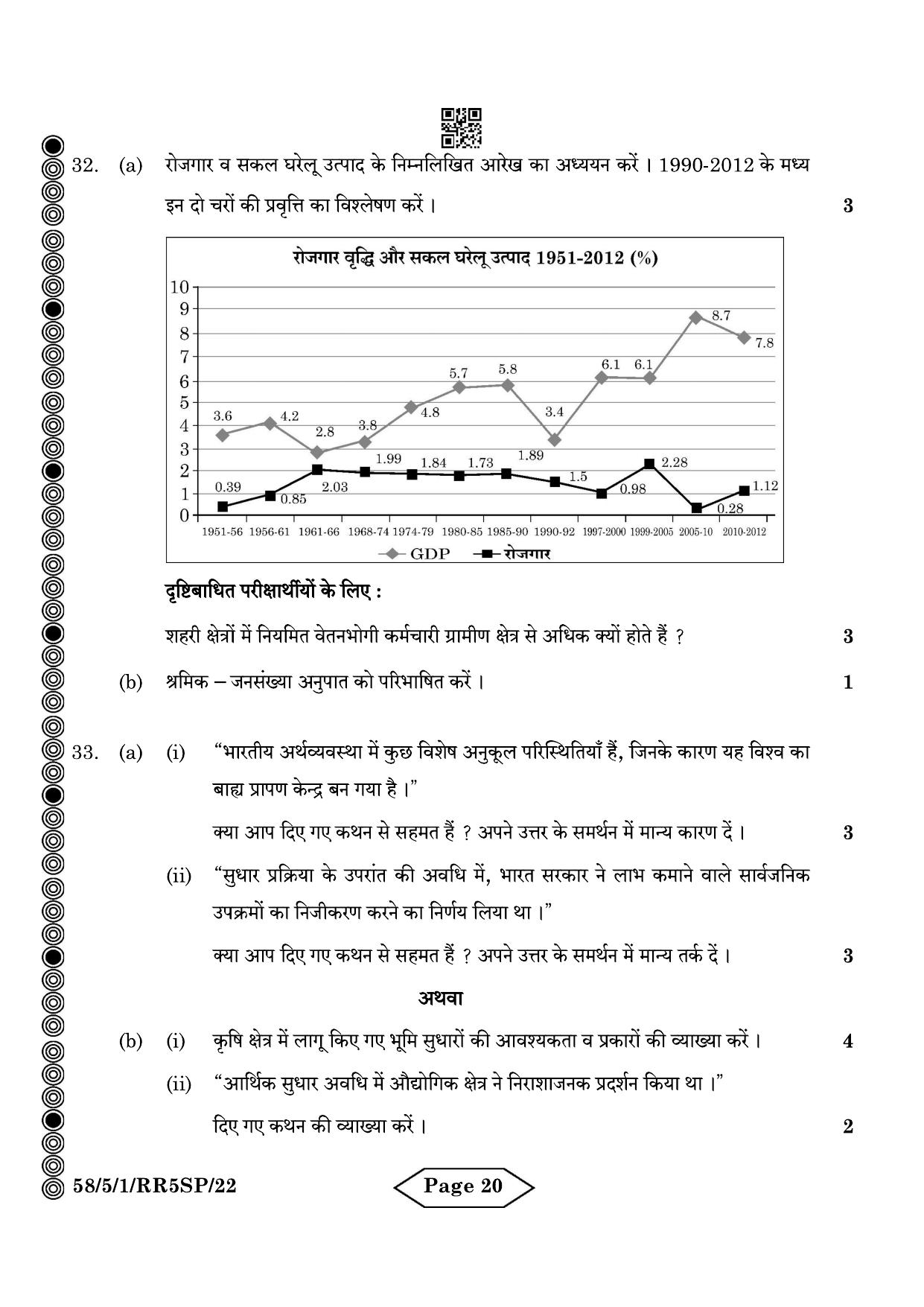 CBSE Class 12 58-5-1 Economics 2024 Question Paper - Page 20