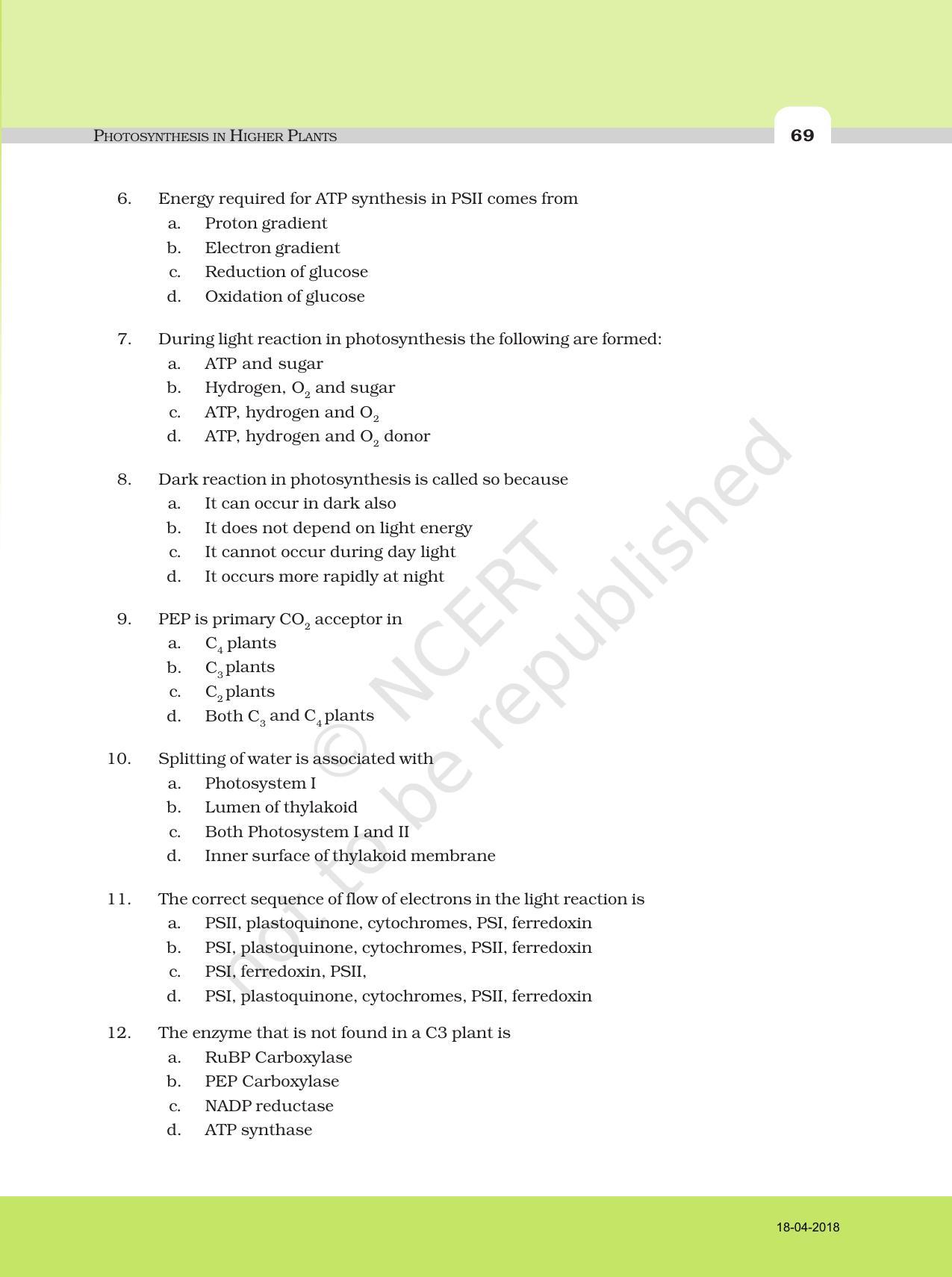NCERT Exemplar Book for Class 11 Biology: Chapter 13 Photosynthesis in Higher Plants - Page 2