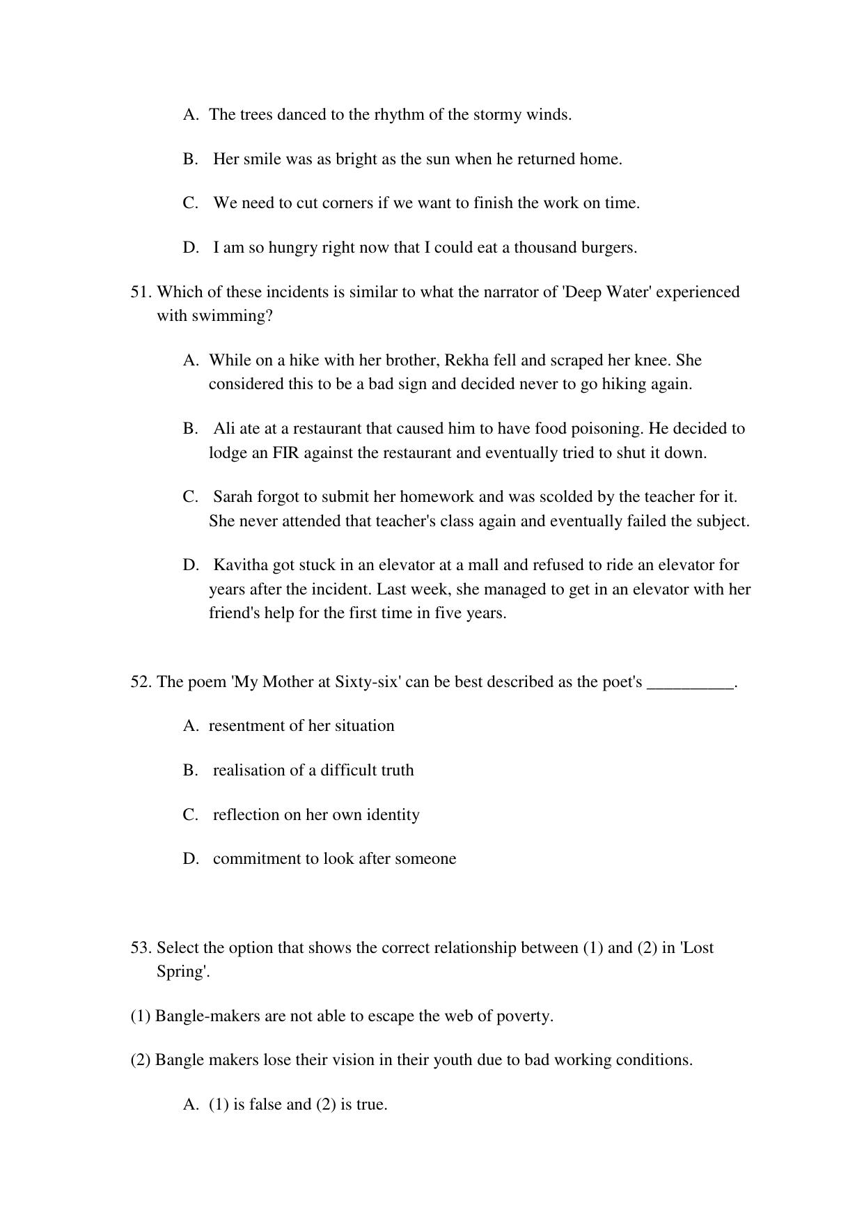 CBSE Class 12 English Core Term 1 Practice Questions 2021-22 - Page 20