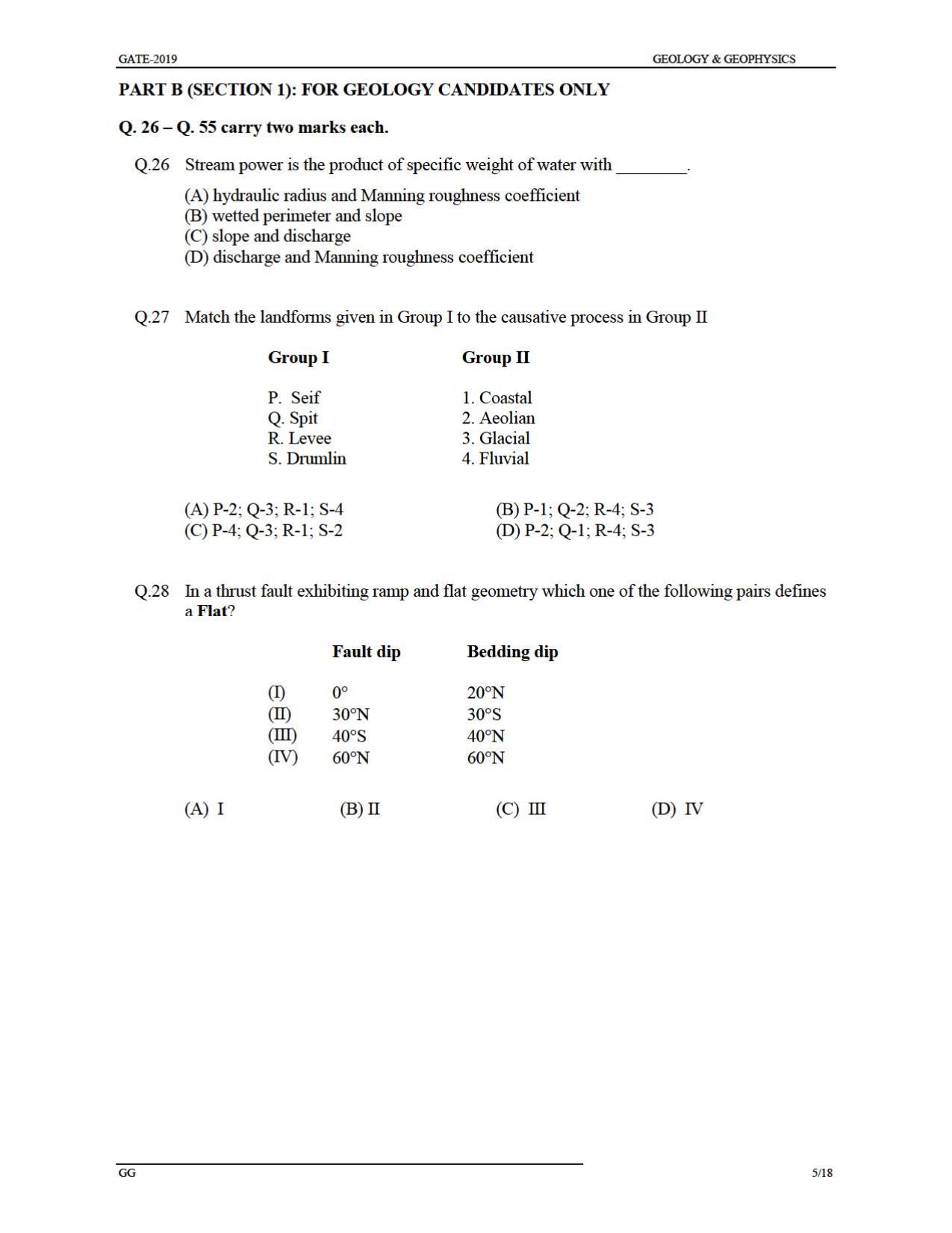 GATE 2019 Geology and Geophysics (GG) Question Paper - Page 8