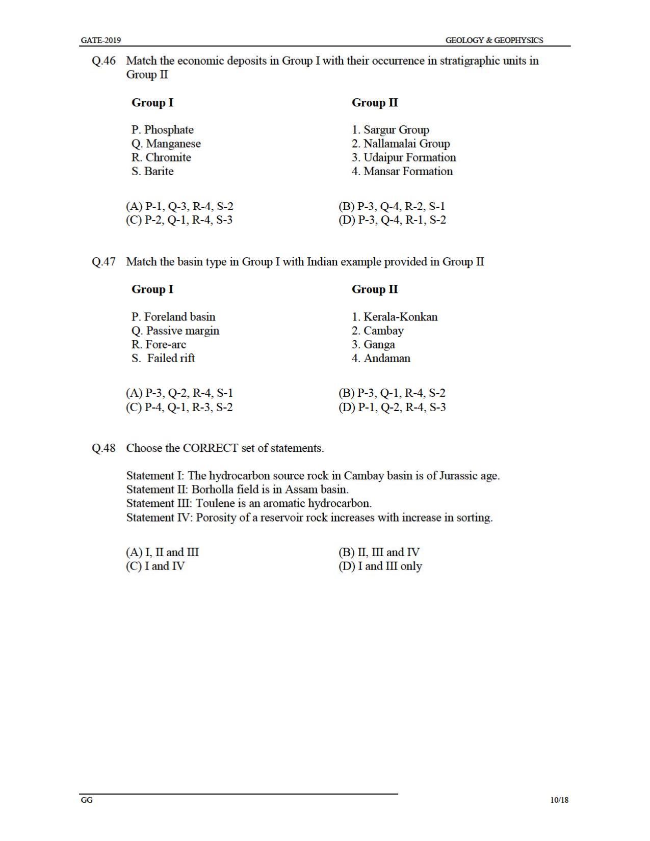 GATE 2019 Geology and Geophysics (GG) Question Paper - Page 13