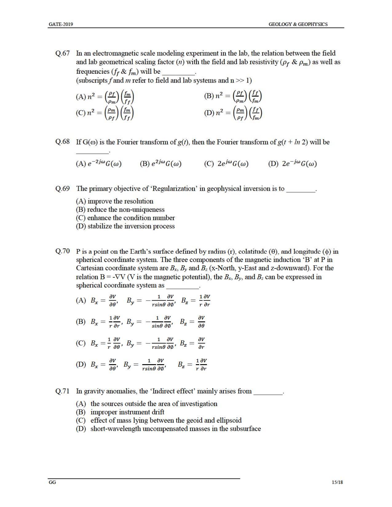 GATE 2019 Geology and Geophysics (GG) Question Paper - Page 18