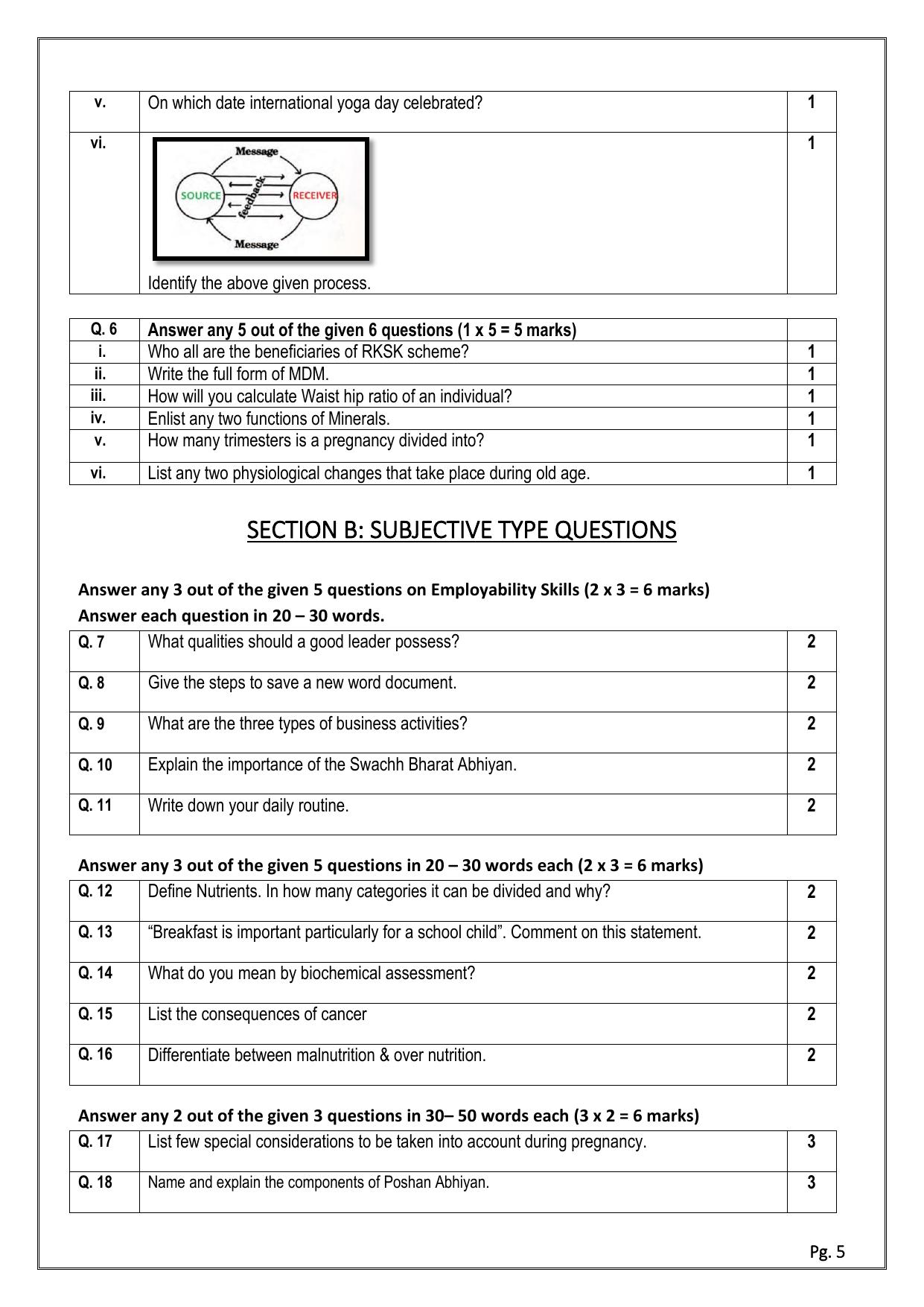 CBSE Class 11: FOOD NUTRITION & DIETETICS 2024 Sample Paper - Page 5