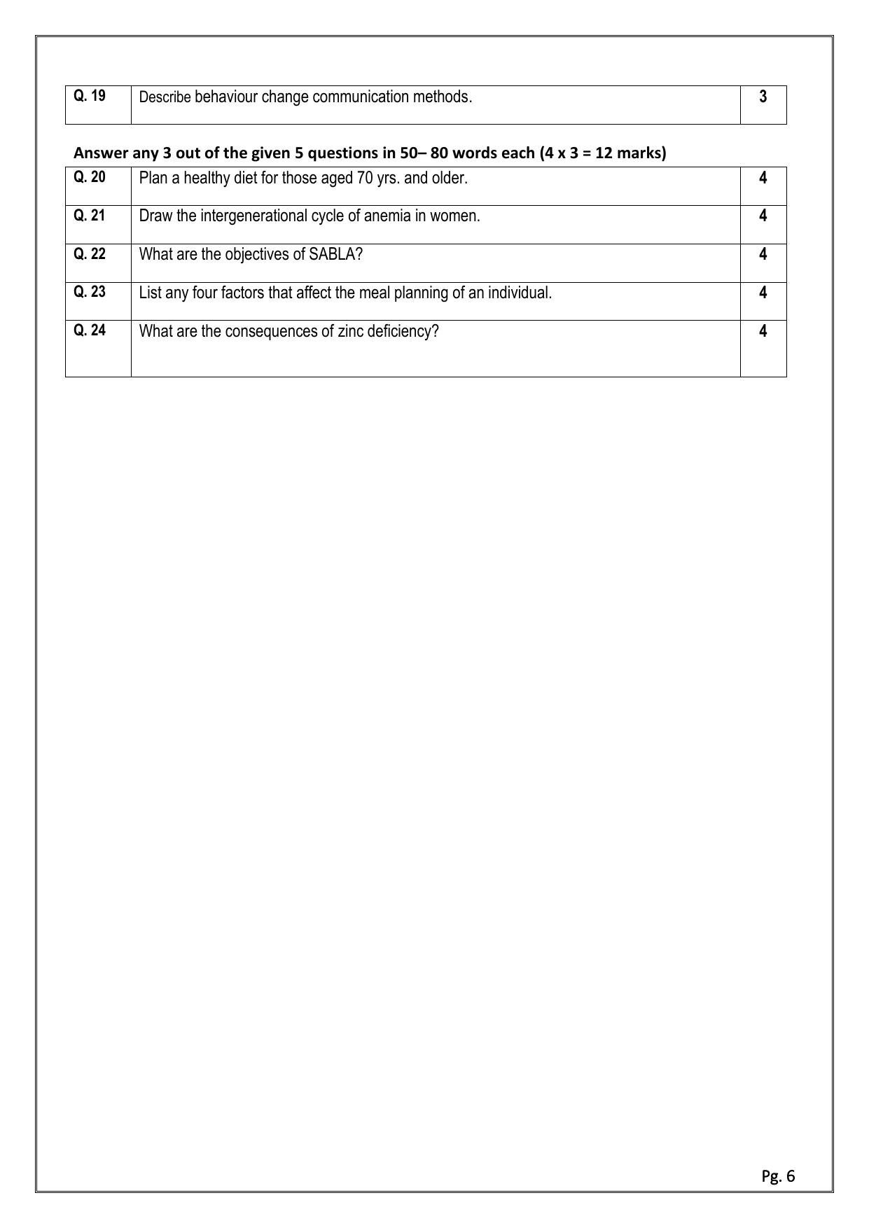 CBSE Class 11: FOOD NUTRITION & DIETETICS 2024 Sample Paper - Page 6
