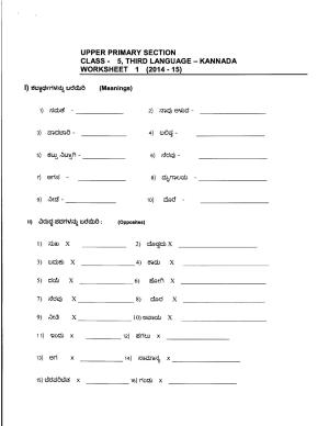 Worksheet for Class 5 Kannada Assignment 5