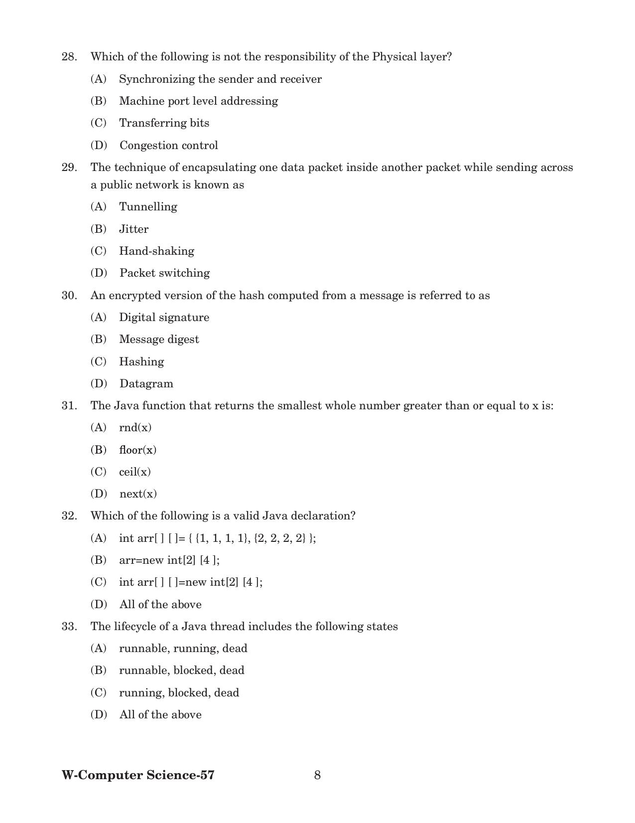 Odisha CPET 2022 COMPUTER SCIENCE Question Paper - Page 8