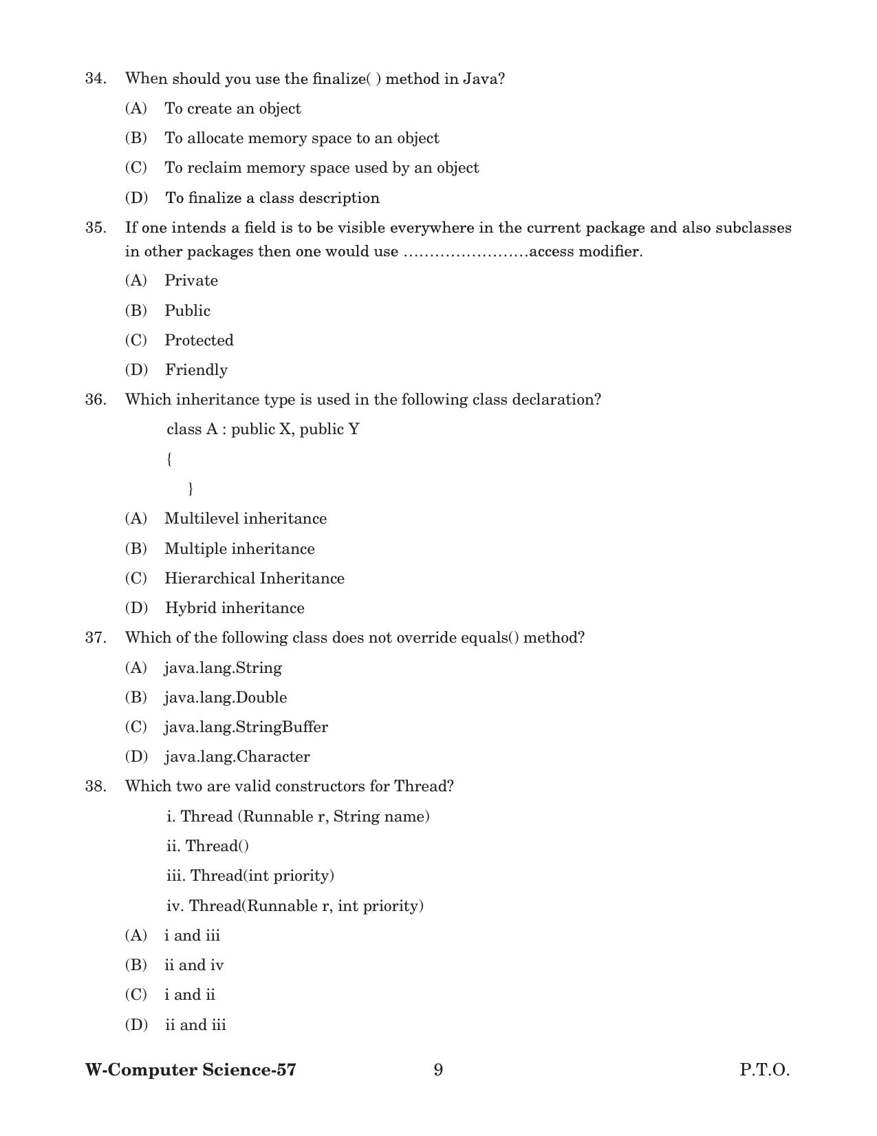 Odisha CPET 2022 COMPUTER SCIENCE Question Paper - Page 9