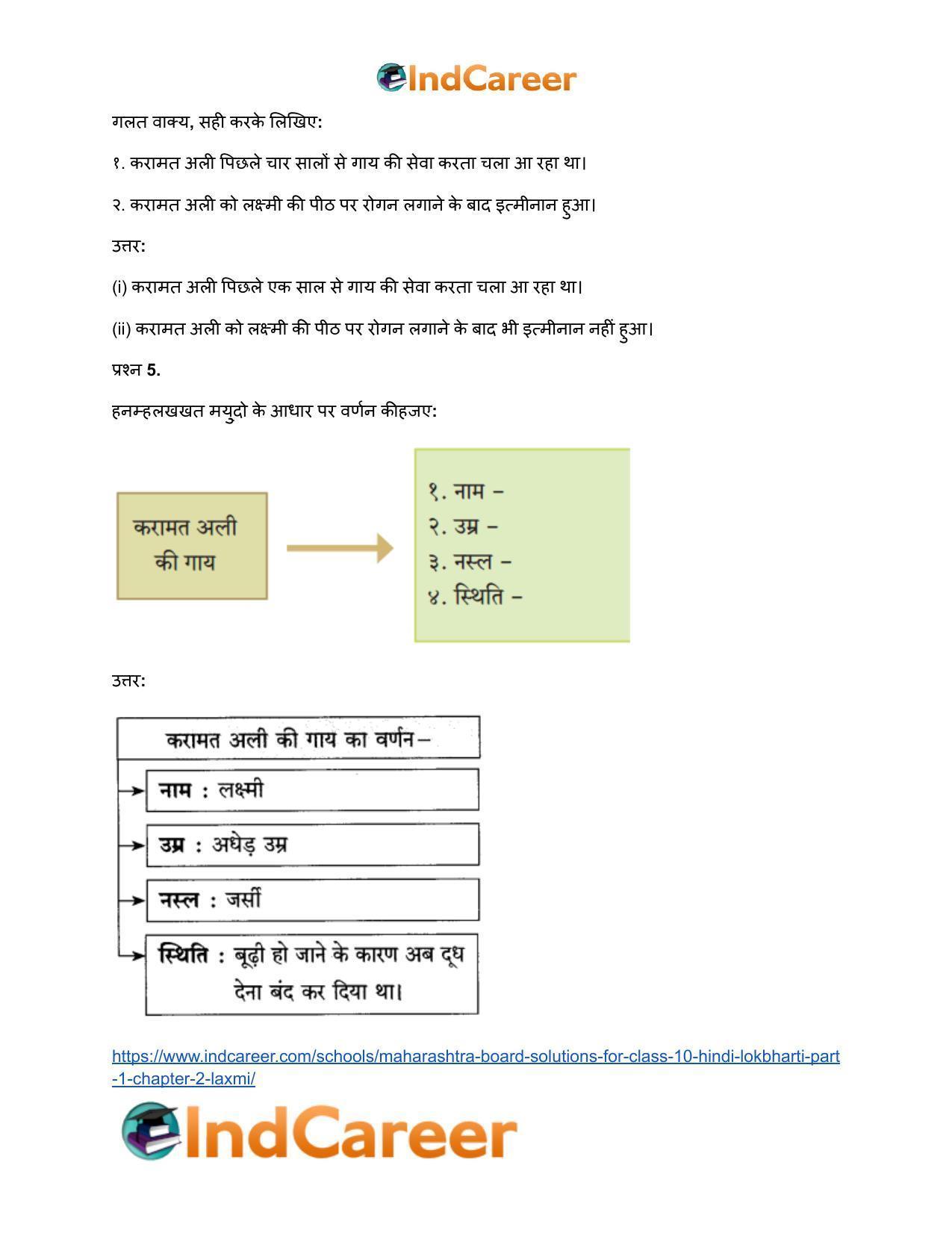 Maharashtra Board Solutions for Class 10- Hindi Lokbharti (Part 1): Chapter 2- लक्ष्मी - Page 5