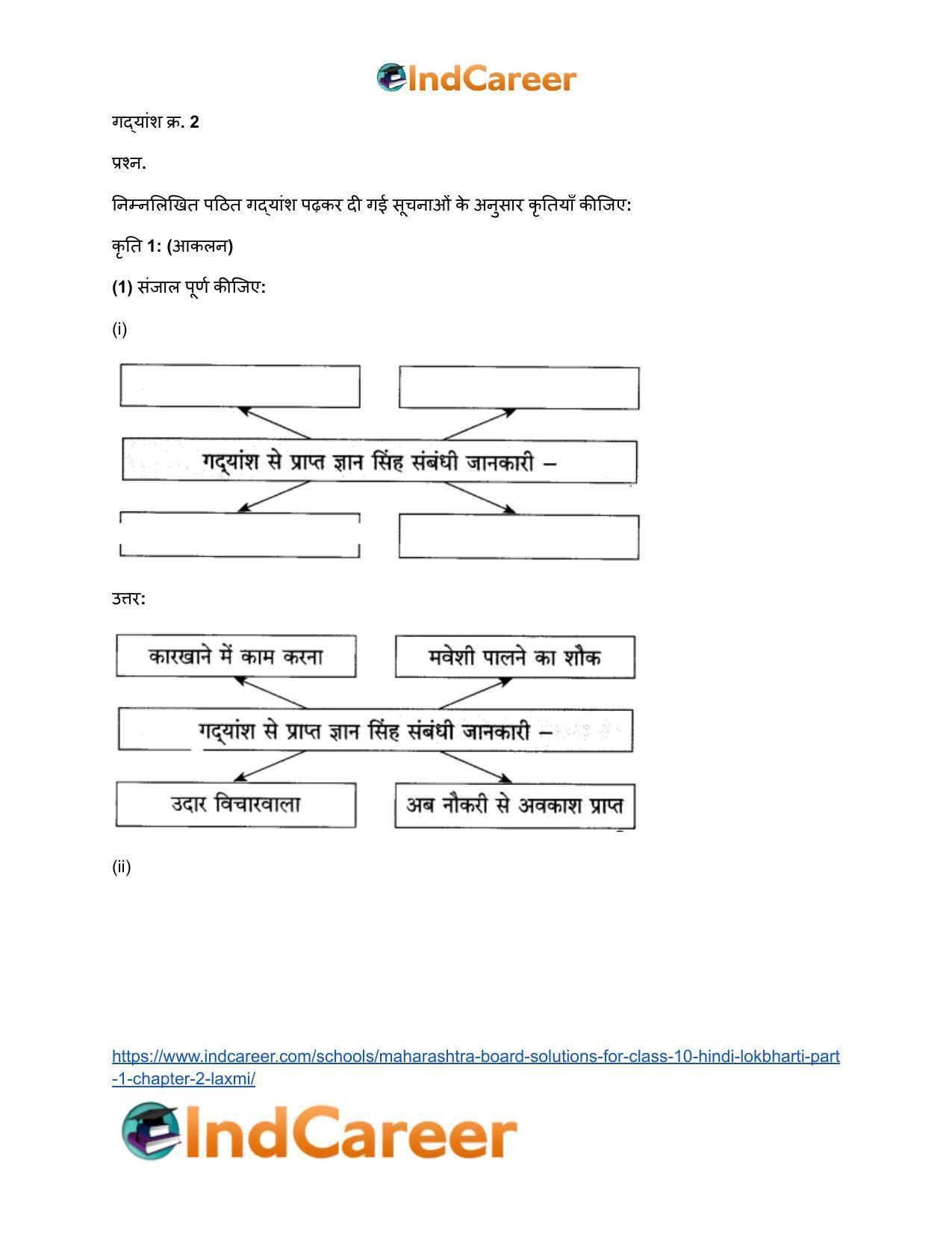 Maharashtra Board Solutions for Class 10- Hindi Lokbharti (Part 1): Chapter 2- लक्ष्मी - Page 14